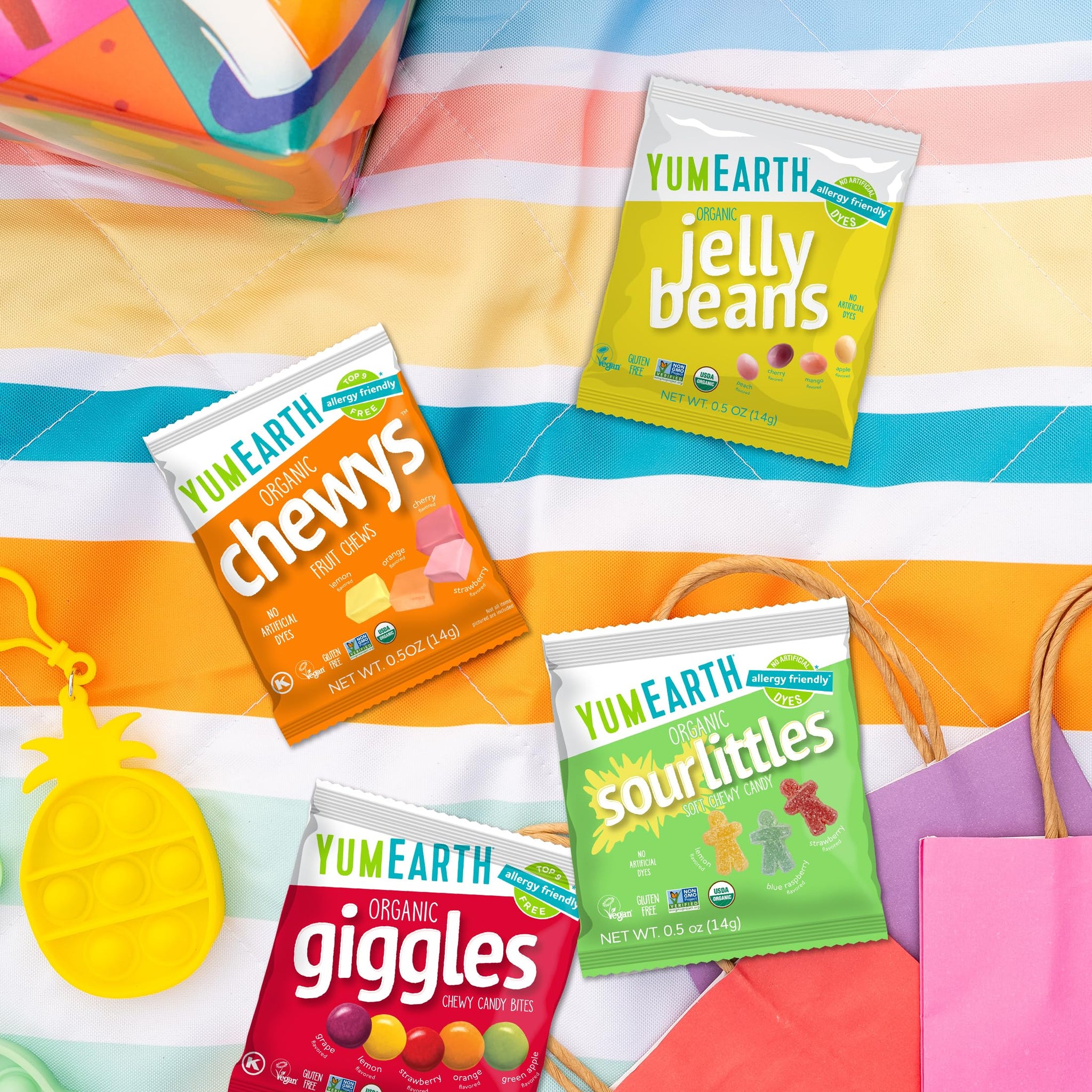 YumEarth Organic Variety Box - Jelly Beans, Giggles, Chewys, Sour Littles - Allergy Friendly (Top 9 Free), No Artificial Dyes, Non GMO, Gluten Free