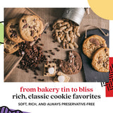 David's Cookies Assorted Fresh Baked Decadent Cookie Gift Tin - 2lb Basket with 8 Jumbo Cookies - Soft and Chewy Bakery-Style Dessert for Birthdays