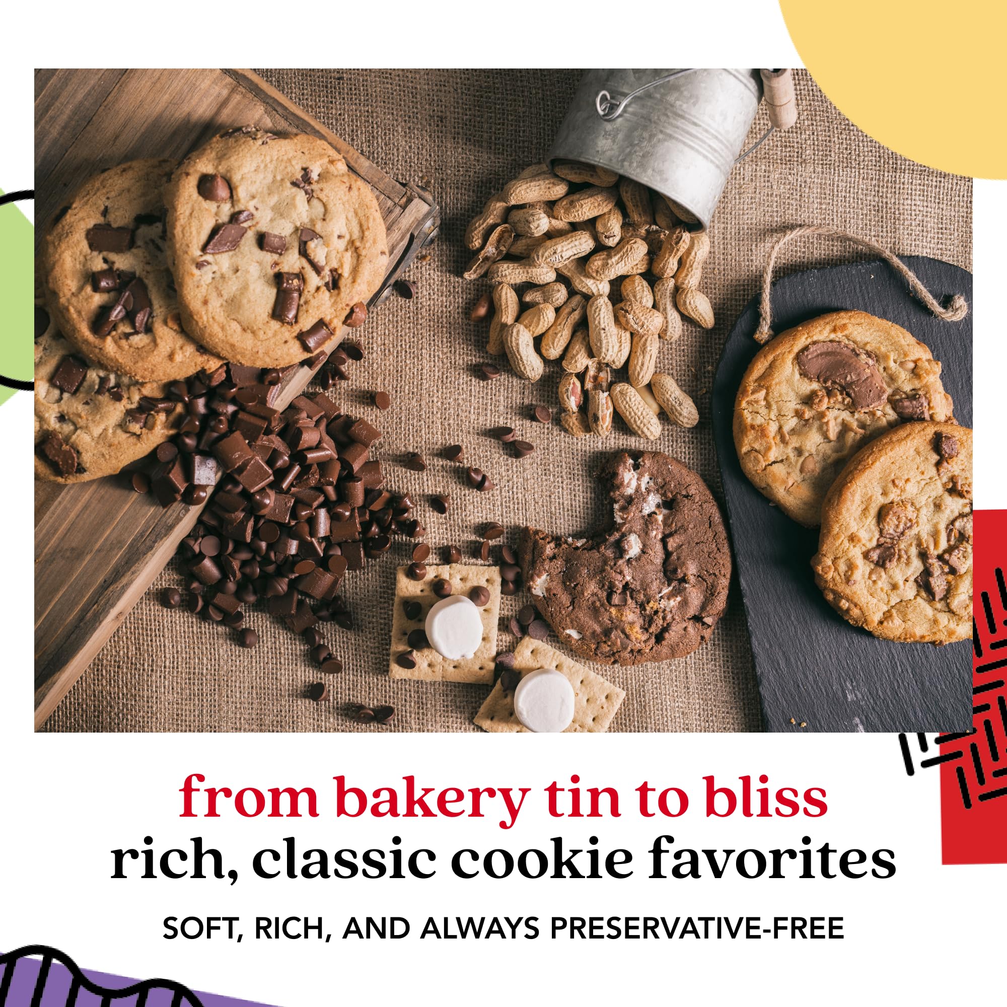 David's Cookies Assorted Fresh Baked Decadent Cookie Gift Tin - 2lb Basket with 8 Jumbo Cookies - Soft and Chewy Bakery-Style Dessert for Birthdays