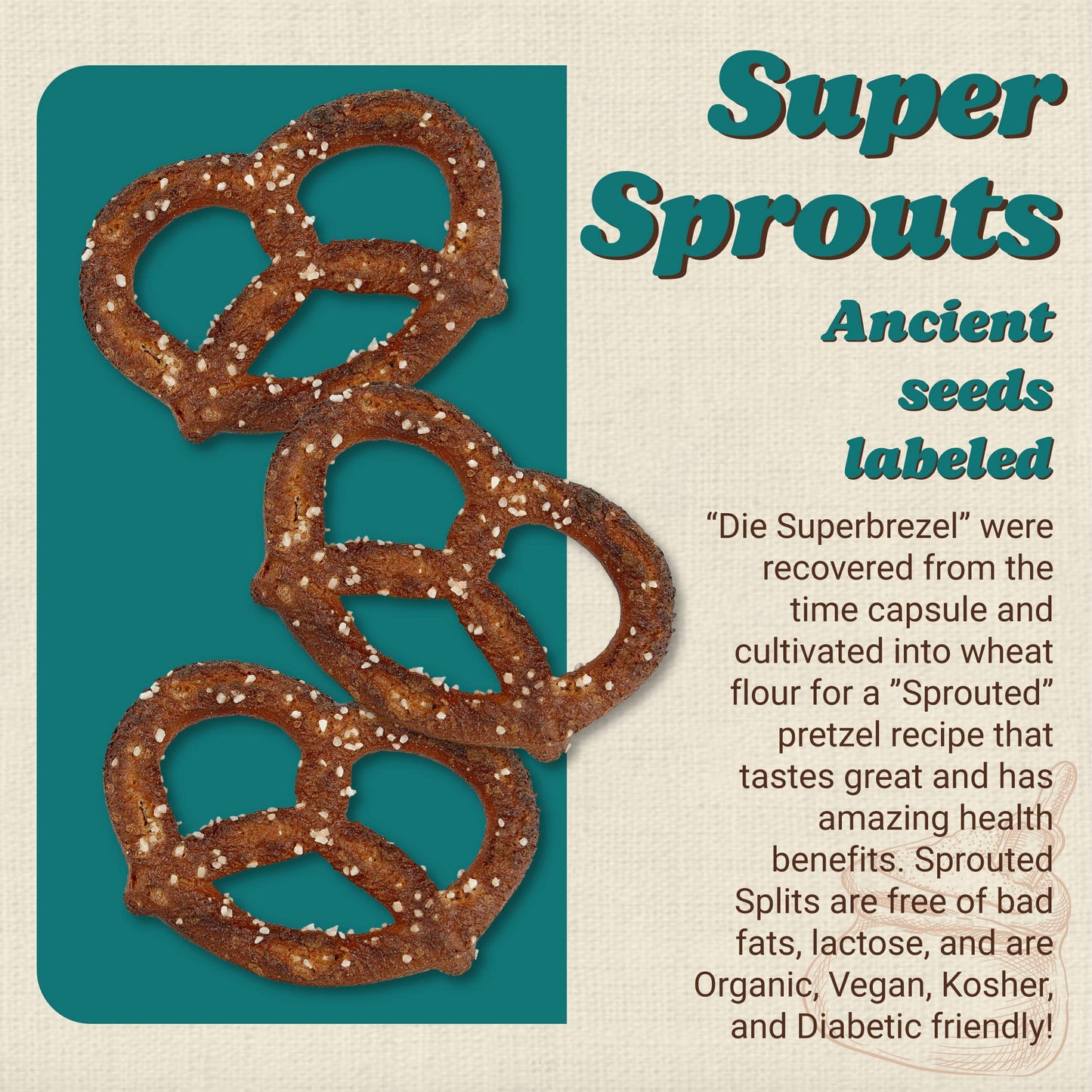 Unique Snacks Sprouted Splits Pretzels, Sprouted Pretzels, Delicious Homestyle Baked Snack Bag, OU Kosher, and Non-GMO Food, No Artificial Flavor, 8