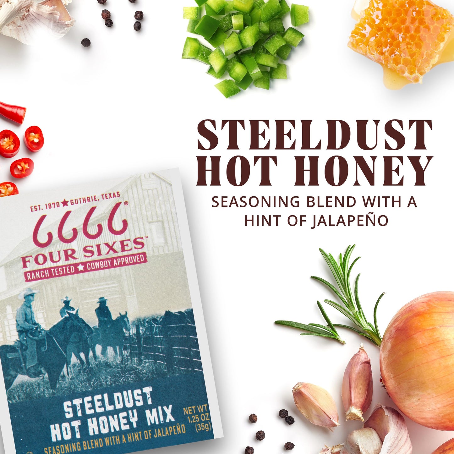 6666 Four Sixes Steeldust Hot Honey Seasoning Mix, 1.25 Ounce
