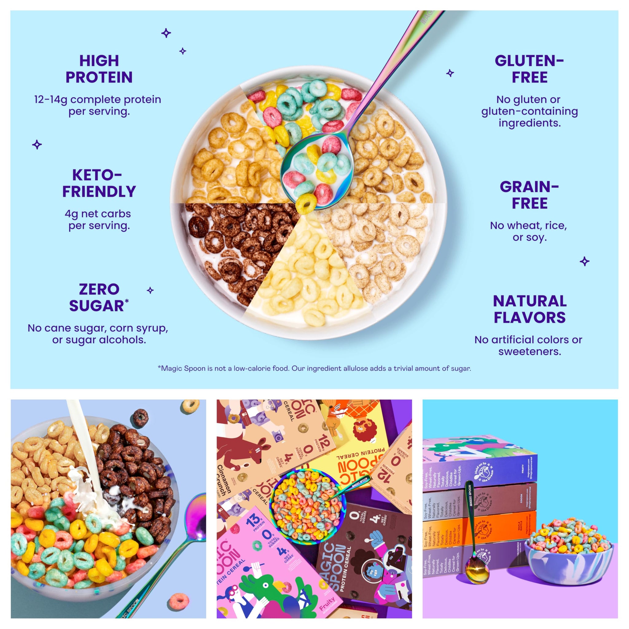 Magic Spoon Cereal - High Protein Cereals - Sugar Free Snacks - Grain & Gluten Free Cereal - Low Carb & Keto Friendly - 6 Pack: Fruity, Cocoa