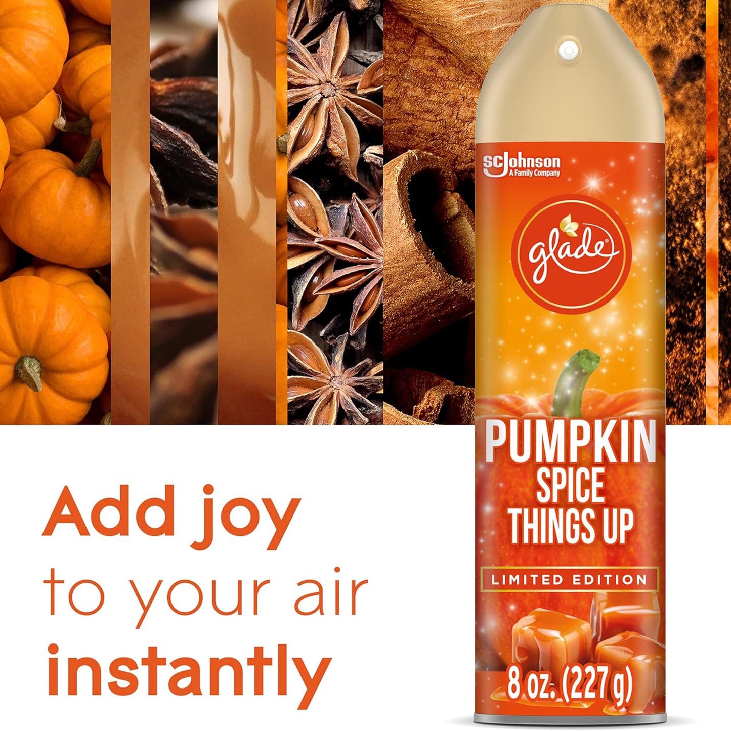 Glade Air Freshener Spray, 3 Pack, Pumpkin Spice Things Up Fall Harvest Scent, Limited Edition Holiday Collection, Pumpkin Spice Thanksgiving Scented