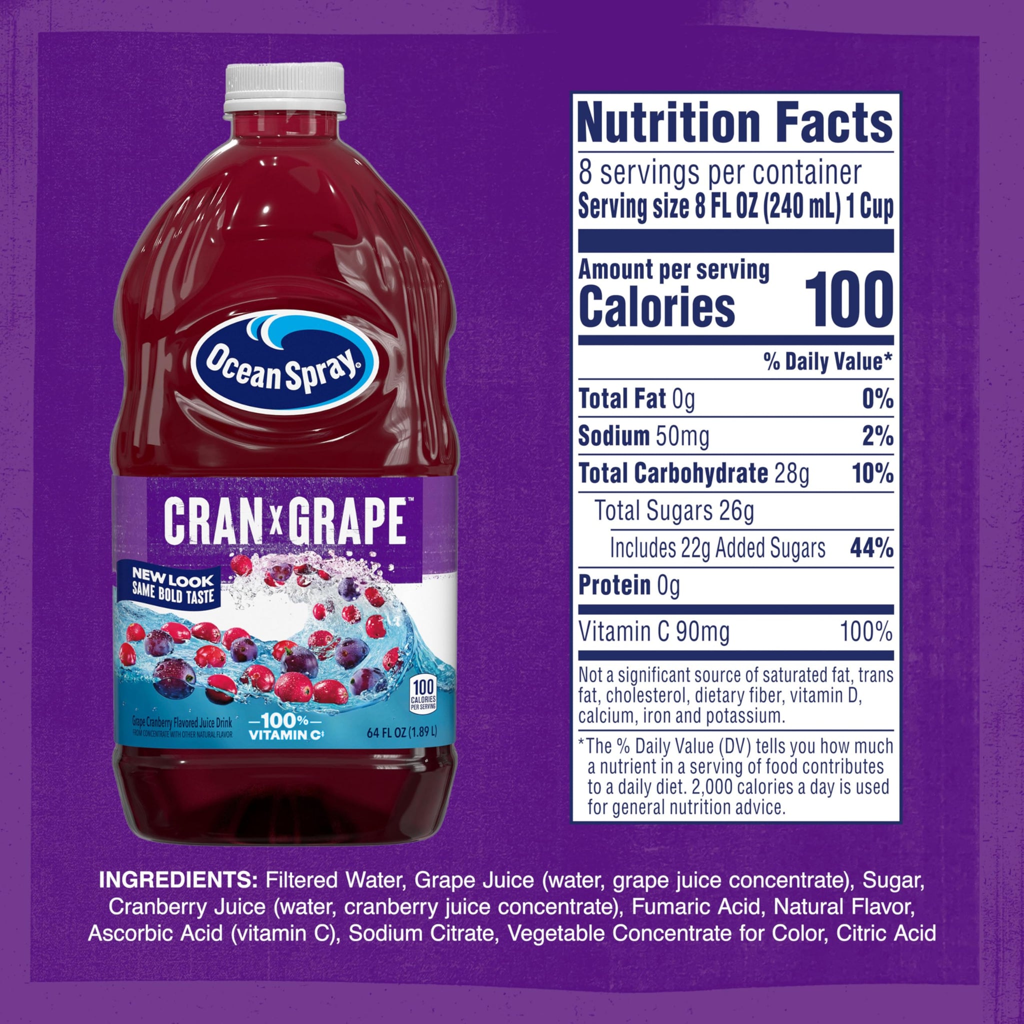 Ocean Spray Cranberry Grape Juice Drink, 64 Fl Oz Bottle