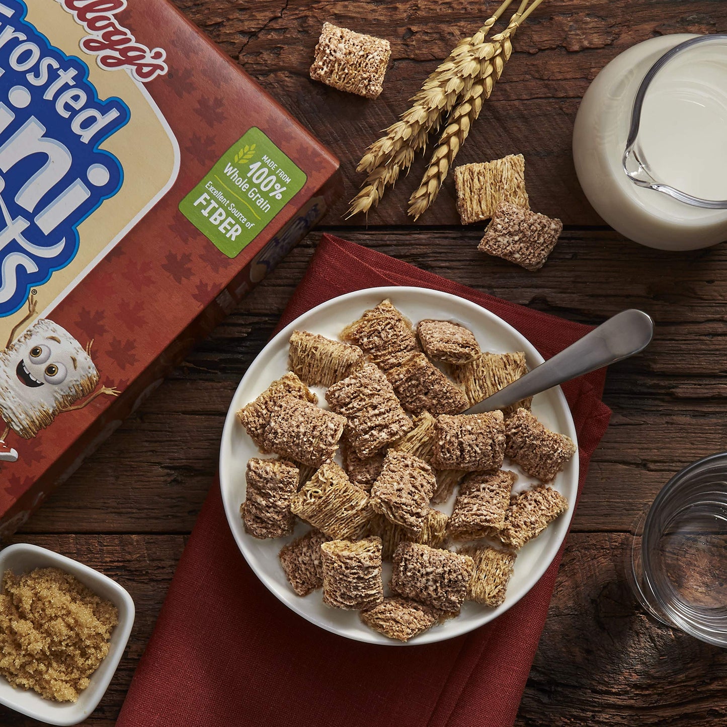 Kellogg's Frosted Mini Wheats Maple & Brown Sugar Bite Size Cereal 15.5 oz (Pack of 12)