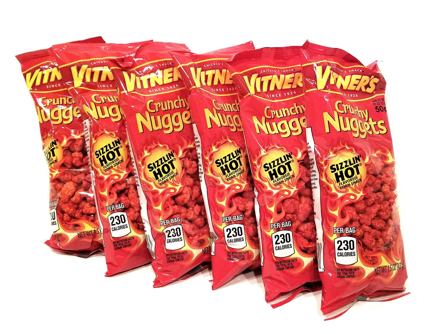 Vitner's Sizzlin' Hot Cheese Crunchy Nuggets 6 Pack 1.05 oz Bags A Chicago Original
