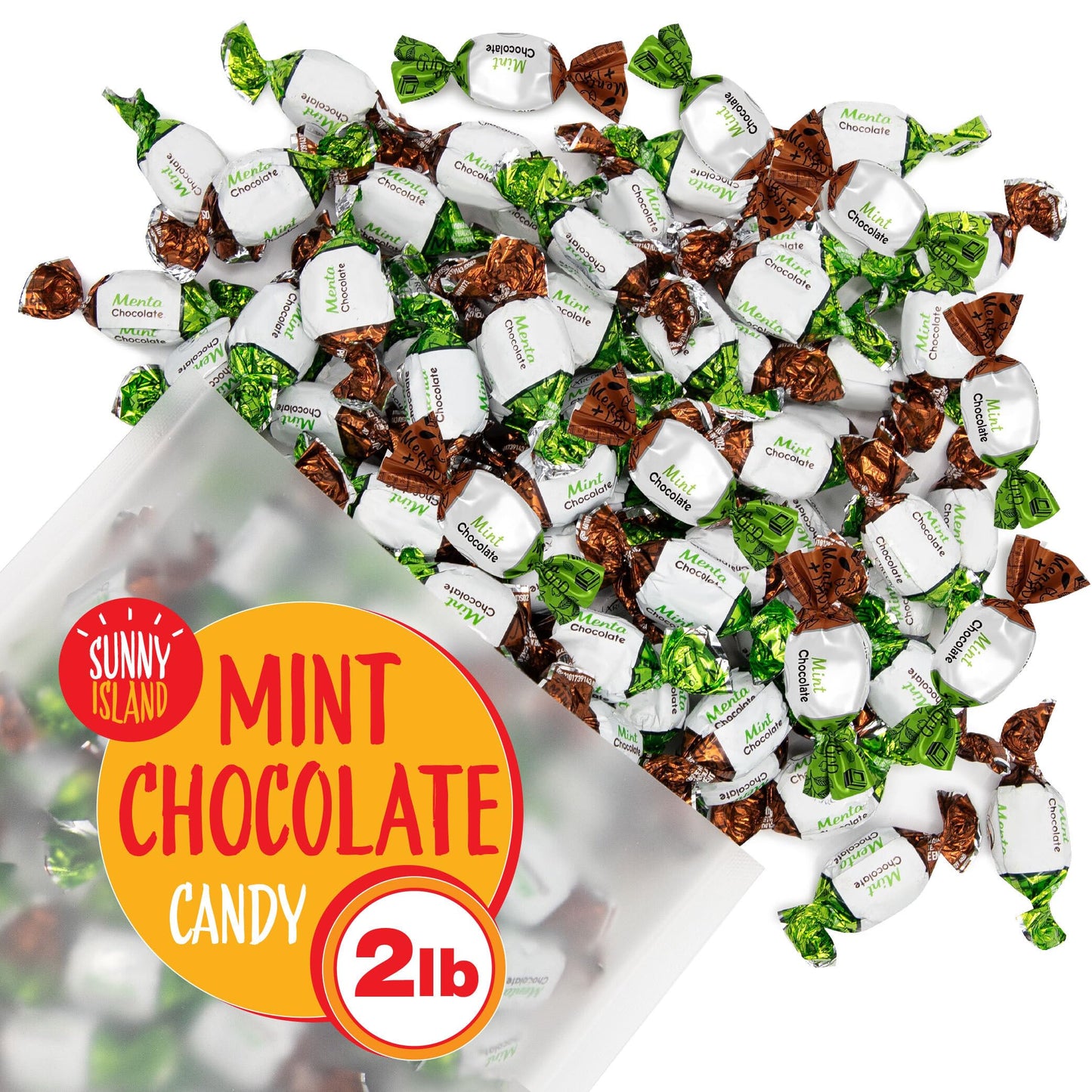 Arcor Chocolate Filled Mints Candy | 2 Pound Bag | Individually Wrapped Chocolate Mint Hard Candy | Old Fashioned Refreshing Treat with Creamy Filling