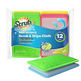 SCRUBIT - [12 Pack] Scrub and Wipe Cleaning Pads - Dual Sided Scouring Pad and Dish Sponge -Reusable Kitchen Sponge for Pots, Pans Utensils
