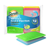SCRUBIT - [12 Pack] Scrub and Wipe Cleaning Pads - Dual Sided Scouring Pad and Dish Sponge -Reusable Kitchen Sponge for Pots, Pans Utensils