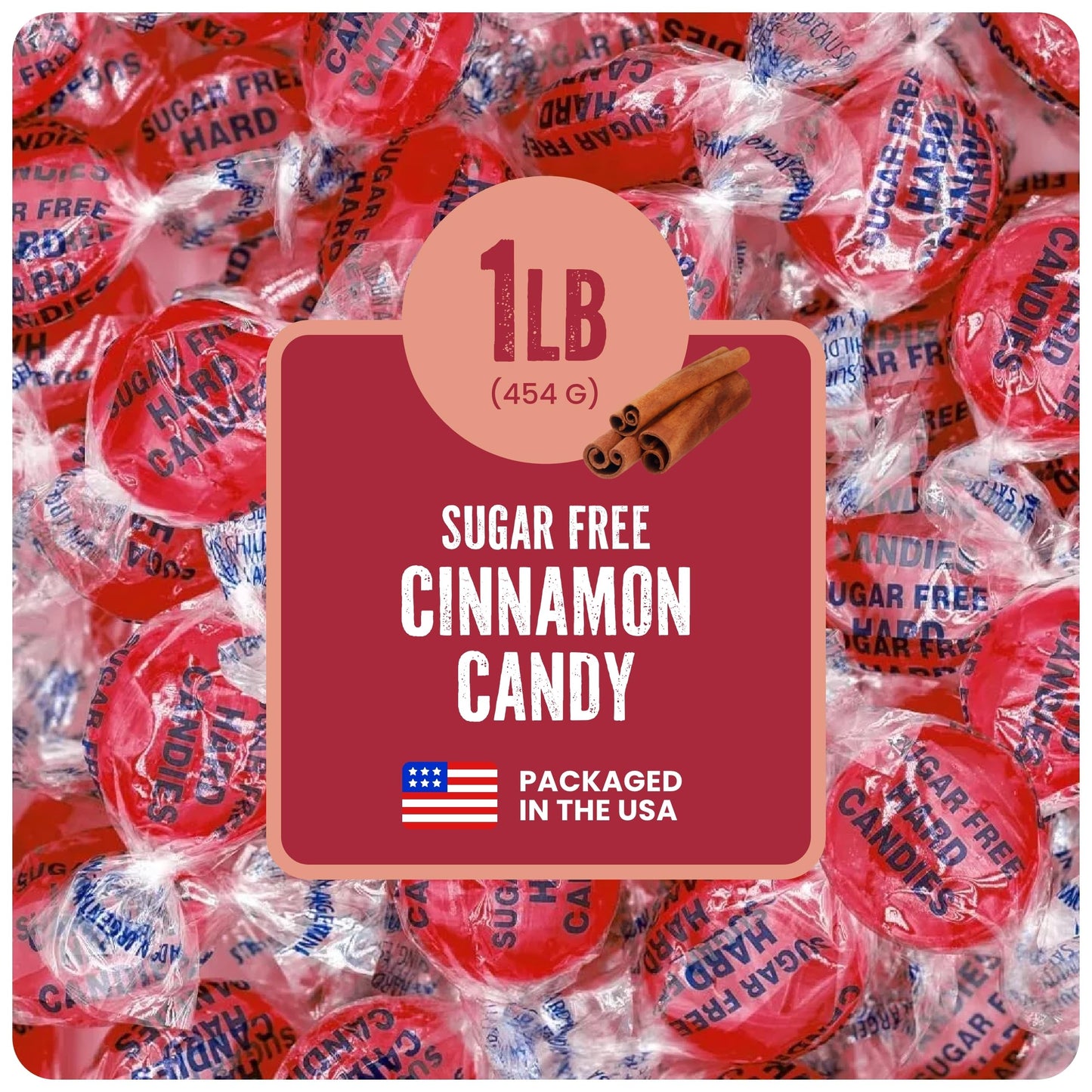 Cambie Sugar Free Hard Candy, 1 lb of Sugar Free Candy Individually Wrapped, Cinnamon