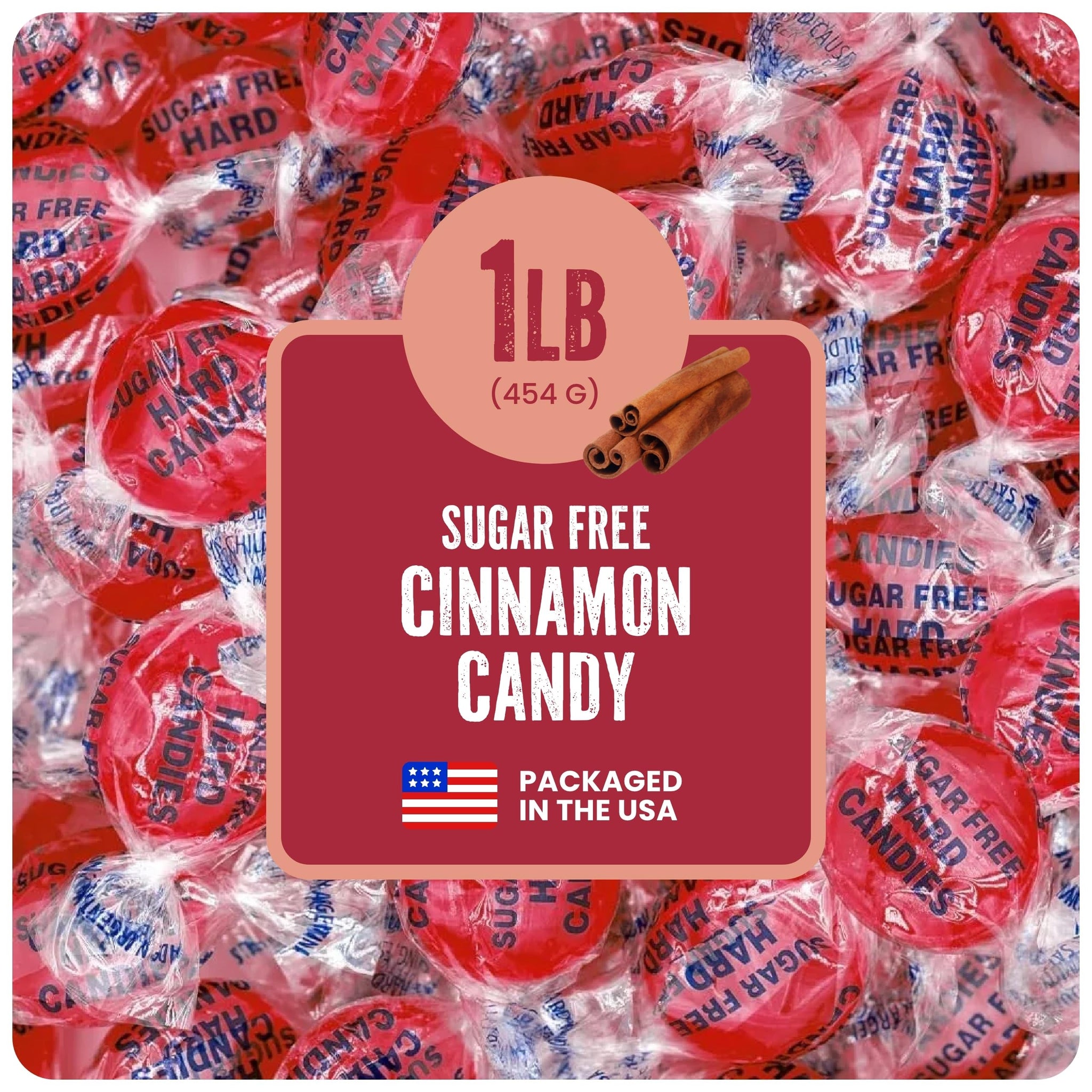 Cambie Sugar Free Hard Candy, 1 lb of Sugar Free Candy Individually Wrapped, Cinnamon