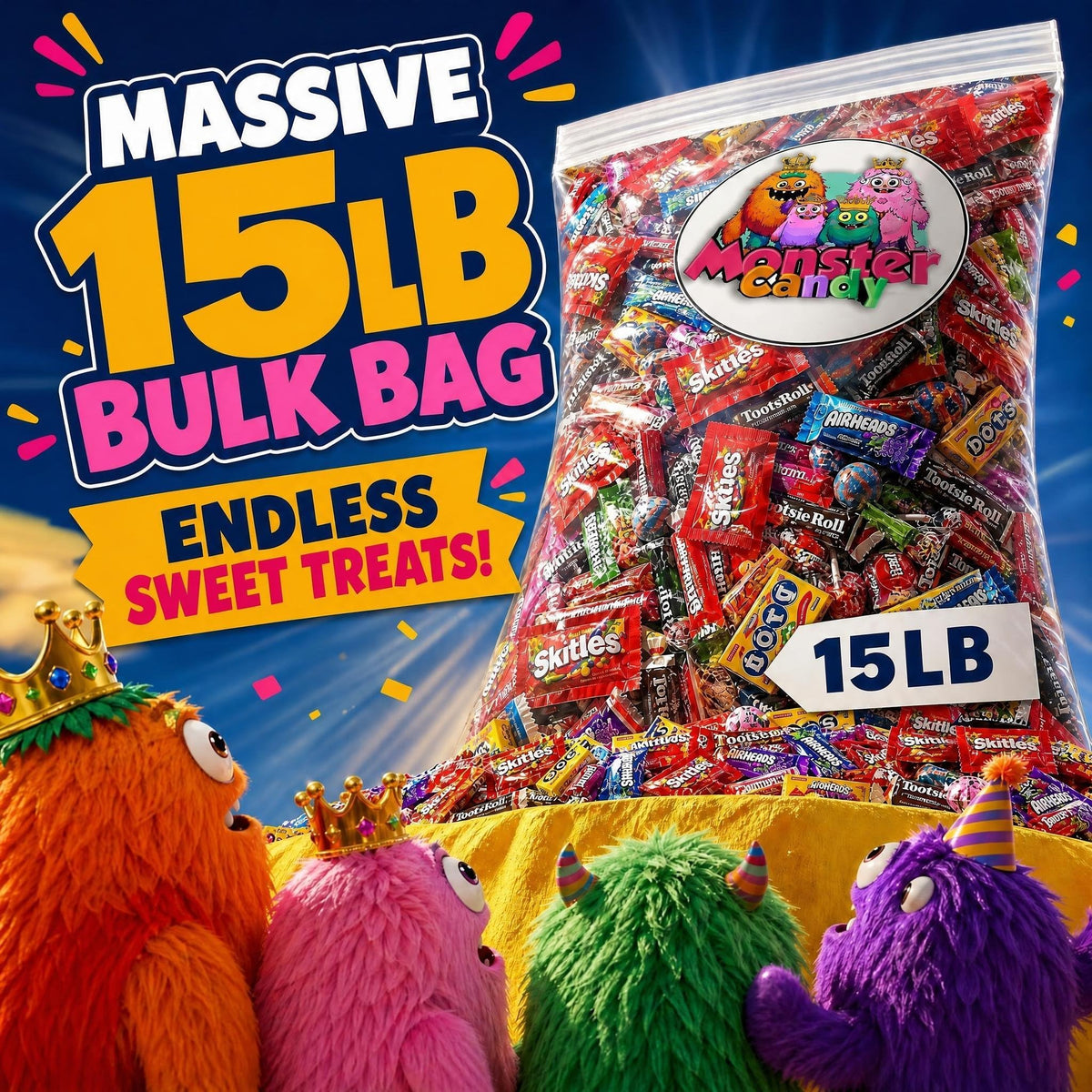 Party Favor Candy Mix - 15 lb Stuffers Candy Bulk - Goodie Bag Stuffers for Kids Party Favors - Candy Variety Pack - Bulk Candy Bags - Bulk Candy