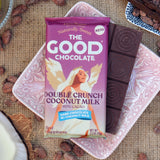 THE GOOD CHOCOLATE - Double Crunch Dark Chocolate Bars with 90% Less Sugar & Lower Net Carbs - Keto Chocolate Bar with Lower Calories, All Natural