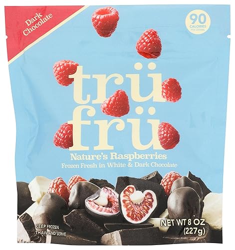 Tru Fru, Frozen Raspberries White And Dark Chocolate, 8 Ounce