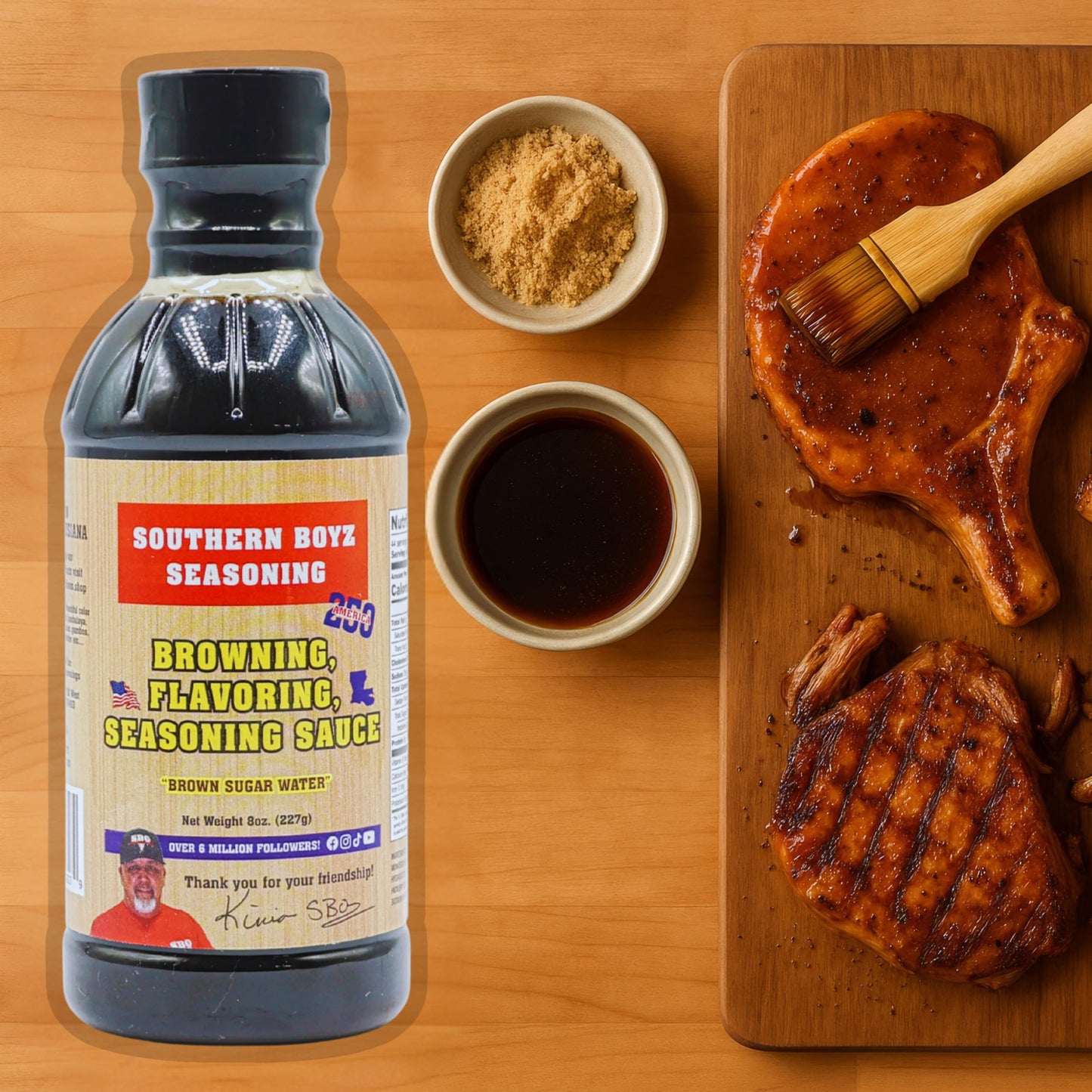 Southern Boyz Seasoning Brown Sugar Water - Flavoring Browning Sauce for Gravies, BBQ, Stews & Meats - Adds Flavor & Rich Color - 8 oz