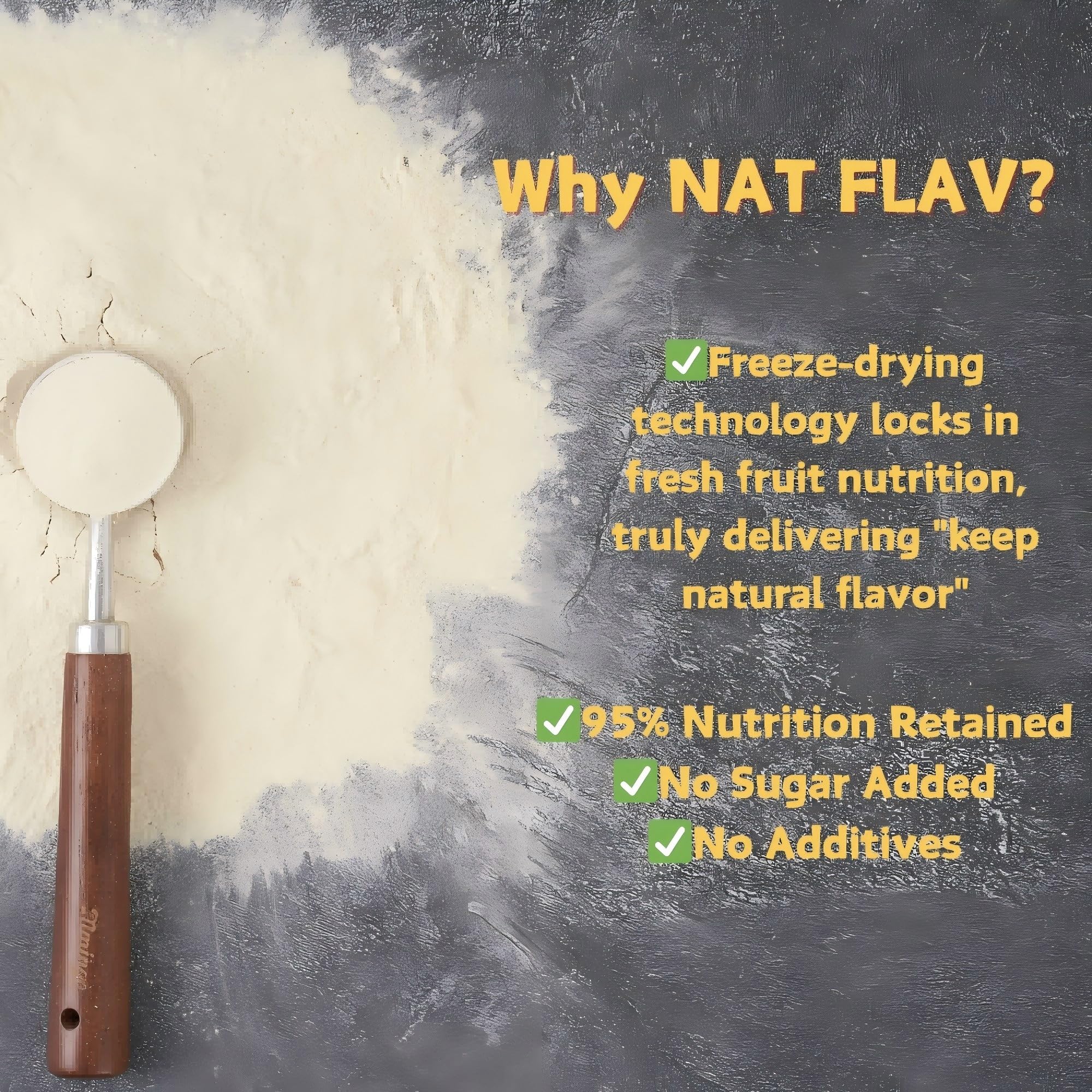 Nat Flav Freeze-Dried Banana Powder | 10.5oz 300g | 100% Natural Fruit | No Sugar & Additives | Non-GMO & Vegan Friendly | Flavoring Powder | Freeze