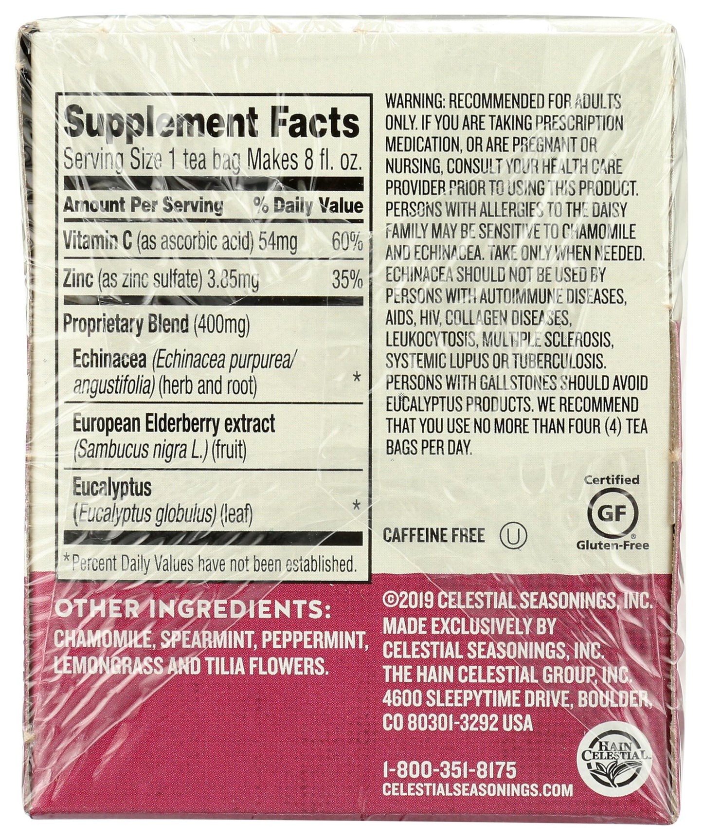 Celestial Seasonings Wellness Tea, Sleepytime Echinacea Complete Care, 20 Count Box