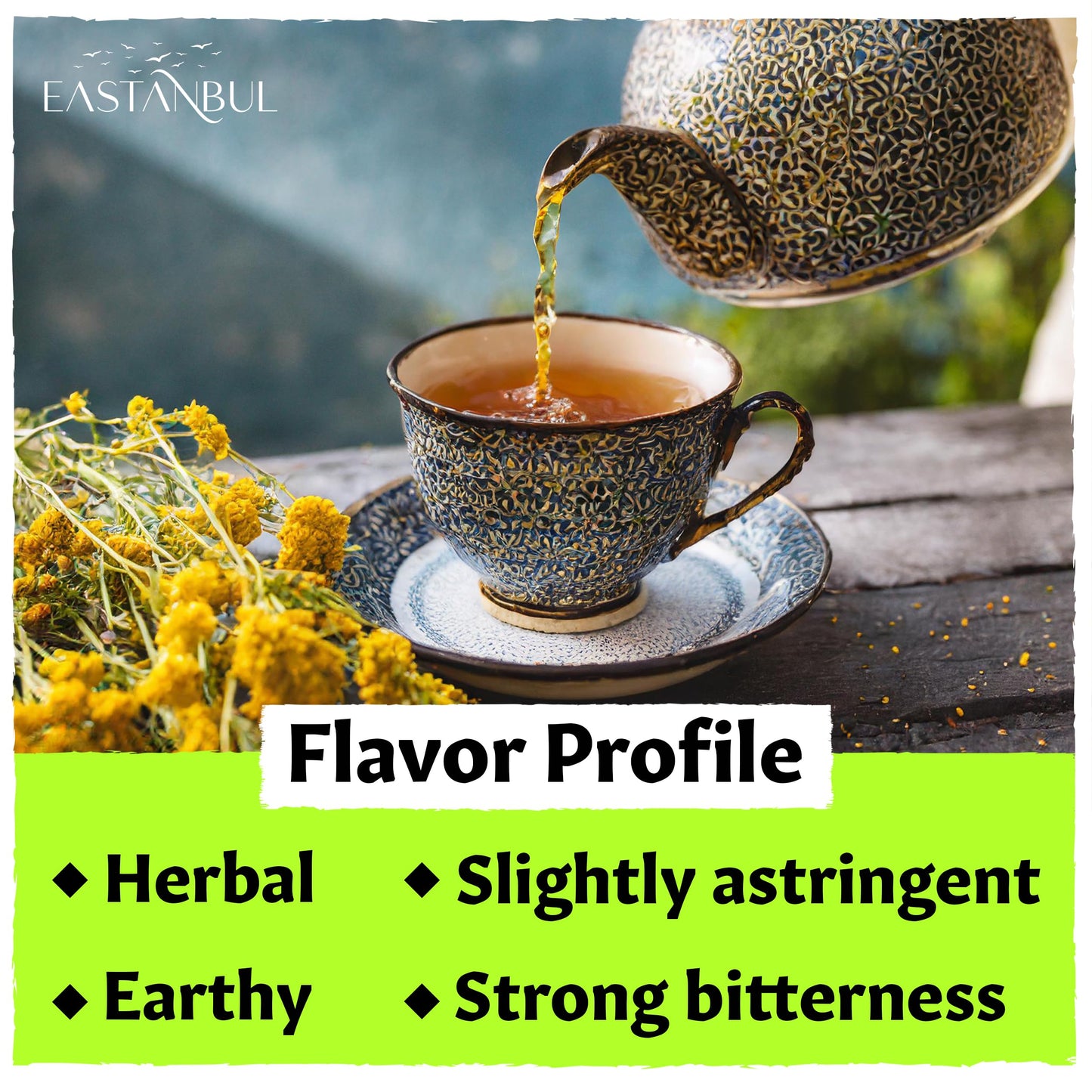 Eastanbul Yarrow Tea, 1.41oz Yarrow Herb, Milenba Hierba, Caffeine Free Loose Leaf Herb, Freshly Cut Flower, Dried, Natural, Vegan, Gluten Free