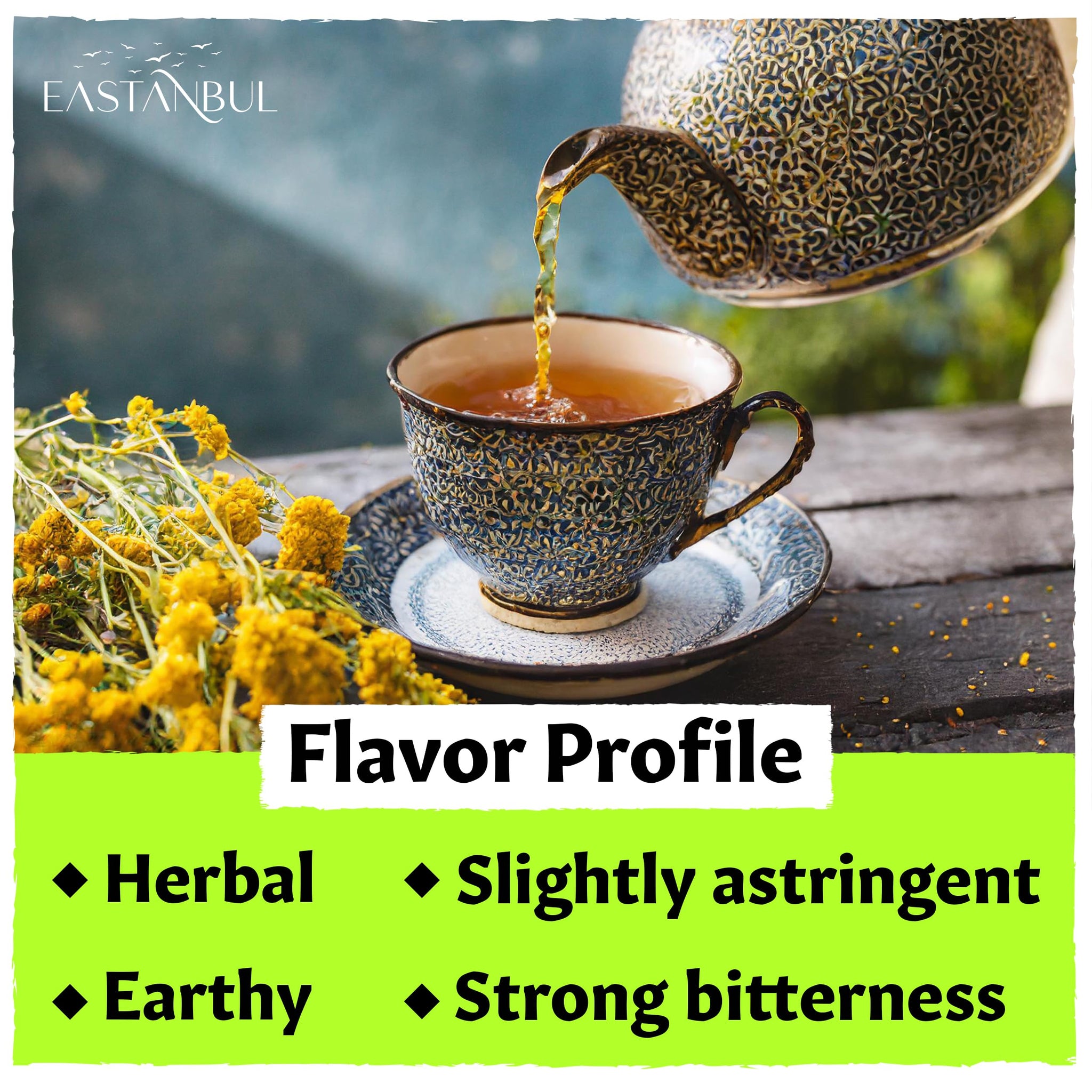 Eastanbul Yarrow Tea, 1.41oz Yarrow Herb, Milenba Hierba, Caffeine Free Loose Leaf Herb, Freshly Cut Flower, Dried, Natural, Vegan, Gluten Free