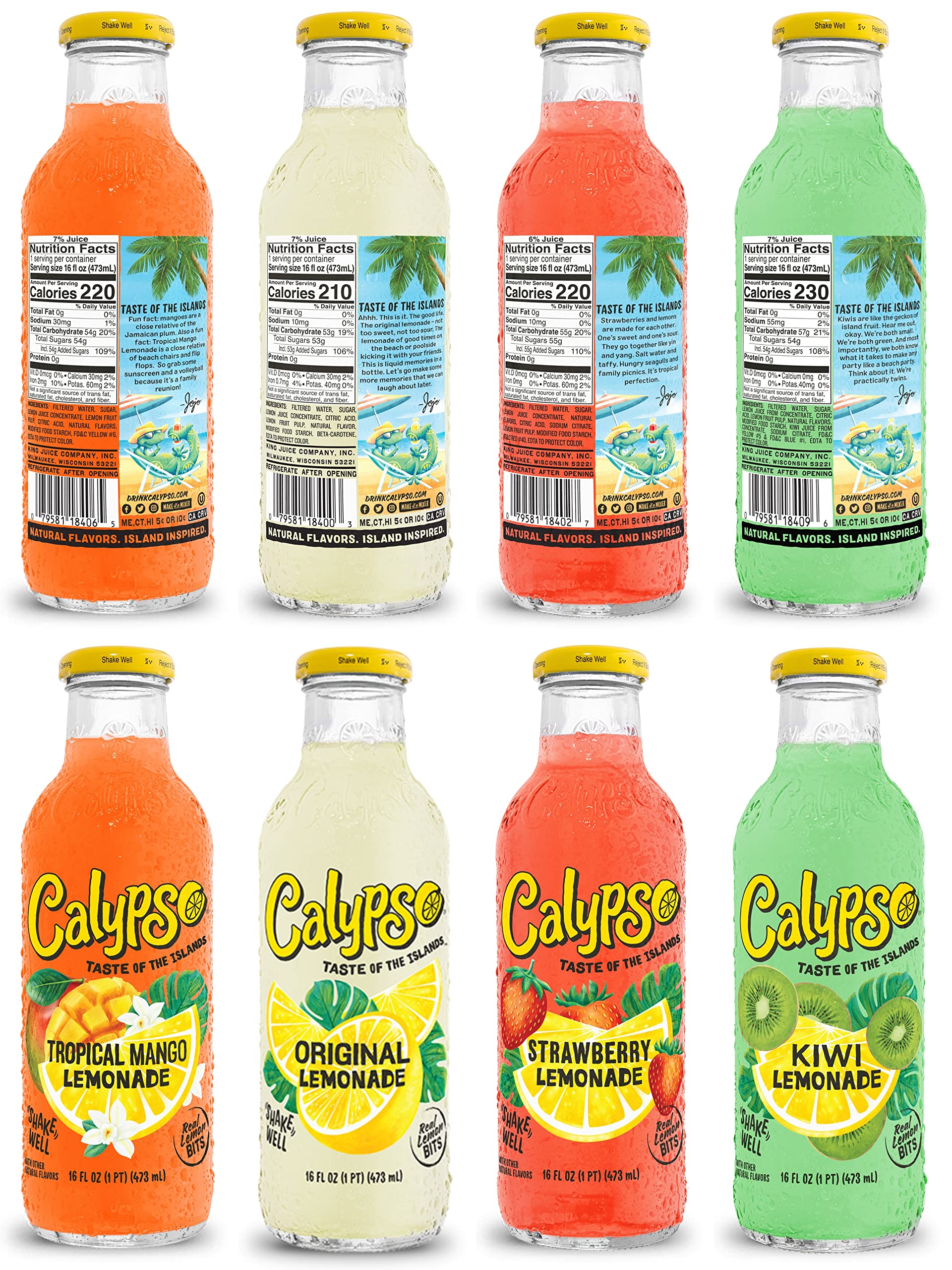 Calypso Lemonades Made with Real Fruit and Natural Flavors | 8 Flavor Variety,16 Fl Oz (Pack of 8)