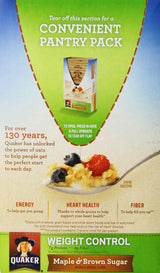 Quaker Instant Oatmeal Fiber&Protein (Previously Weight Control), Maple Brown Sugar, 8-Count Boxes (Pack of 4)
