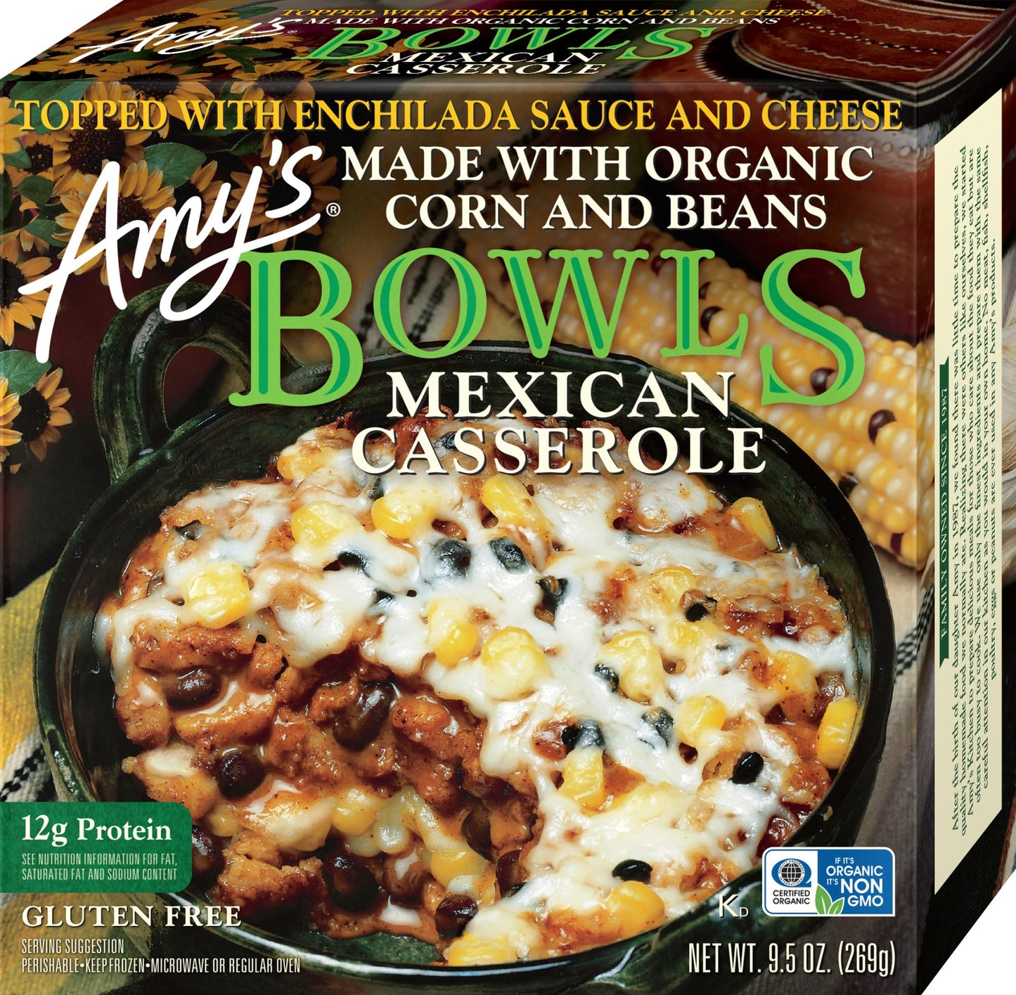 Amy's Frozen Meals, Mexican Casserole Bowl, Made With Organic Corn and Beans, Microwave Meals, 9.5 Oz