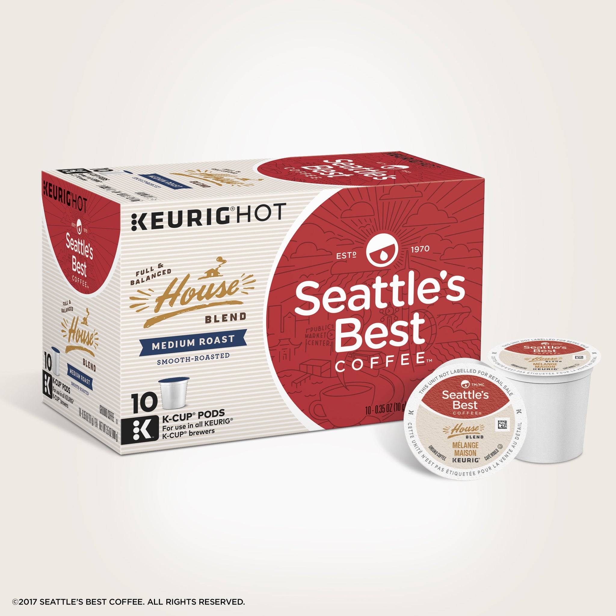 Seattle's Best Coffee House Blend Medium Roast Single Cup Coffee for Keurig Brewers, 1 Individual 3.5 Oz. Pod