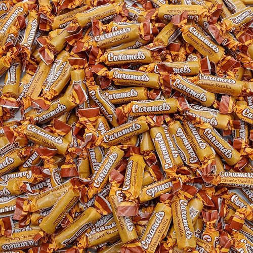 Caramel Candy Classic Vanilla 1 lb - Bulk Candy in Resealable Bag, Individually Wrapped for Freshness, Soft & Chewy, Gluten Free