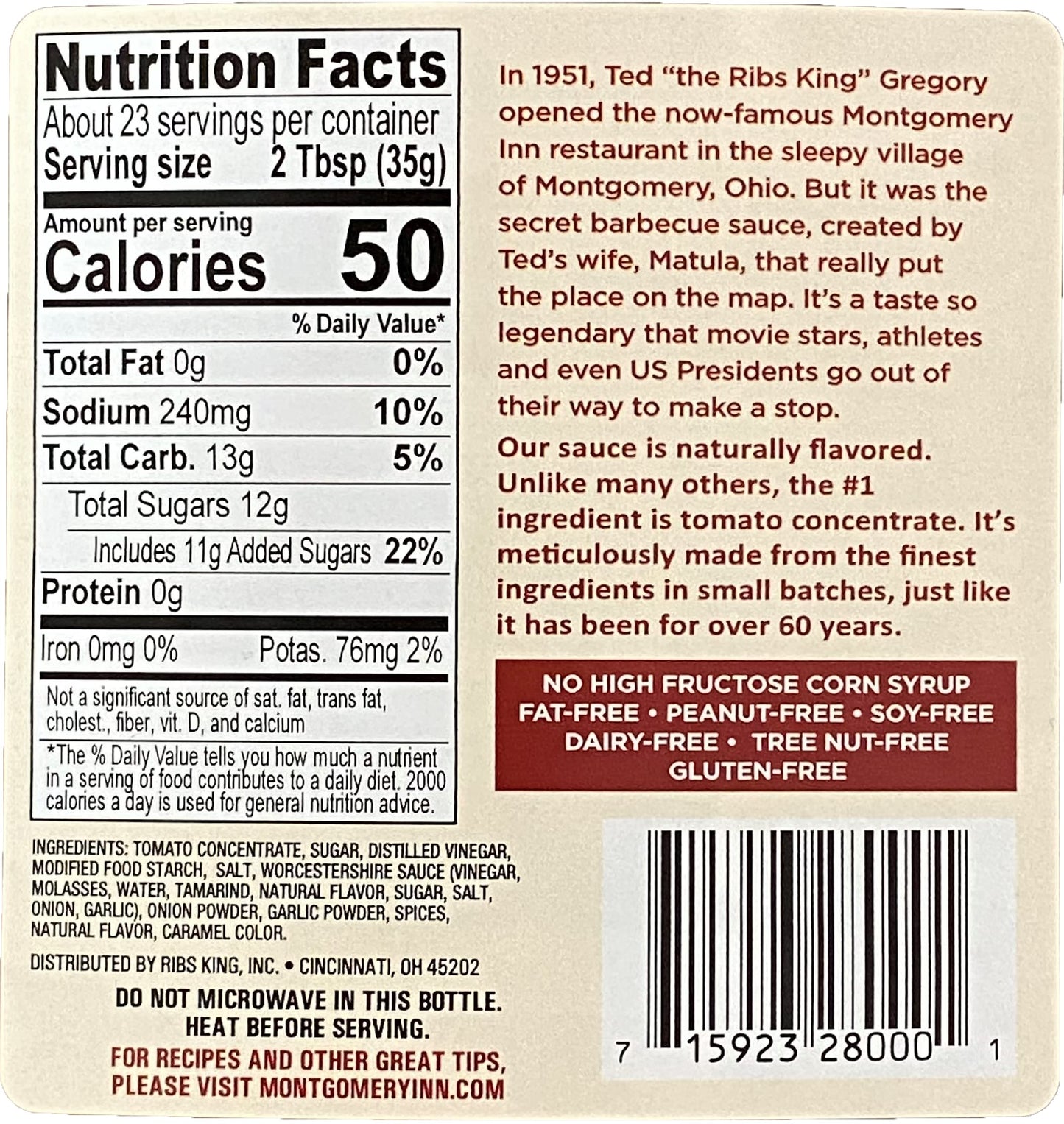 Montgomery Inn Barbecue Sauce (18oz) - 3 Pack | Sweet & Tangy Original