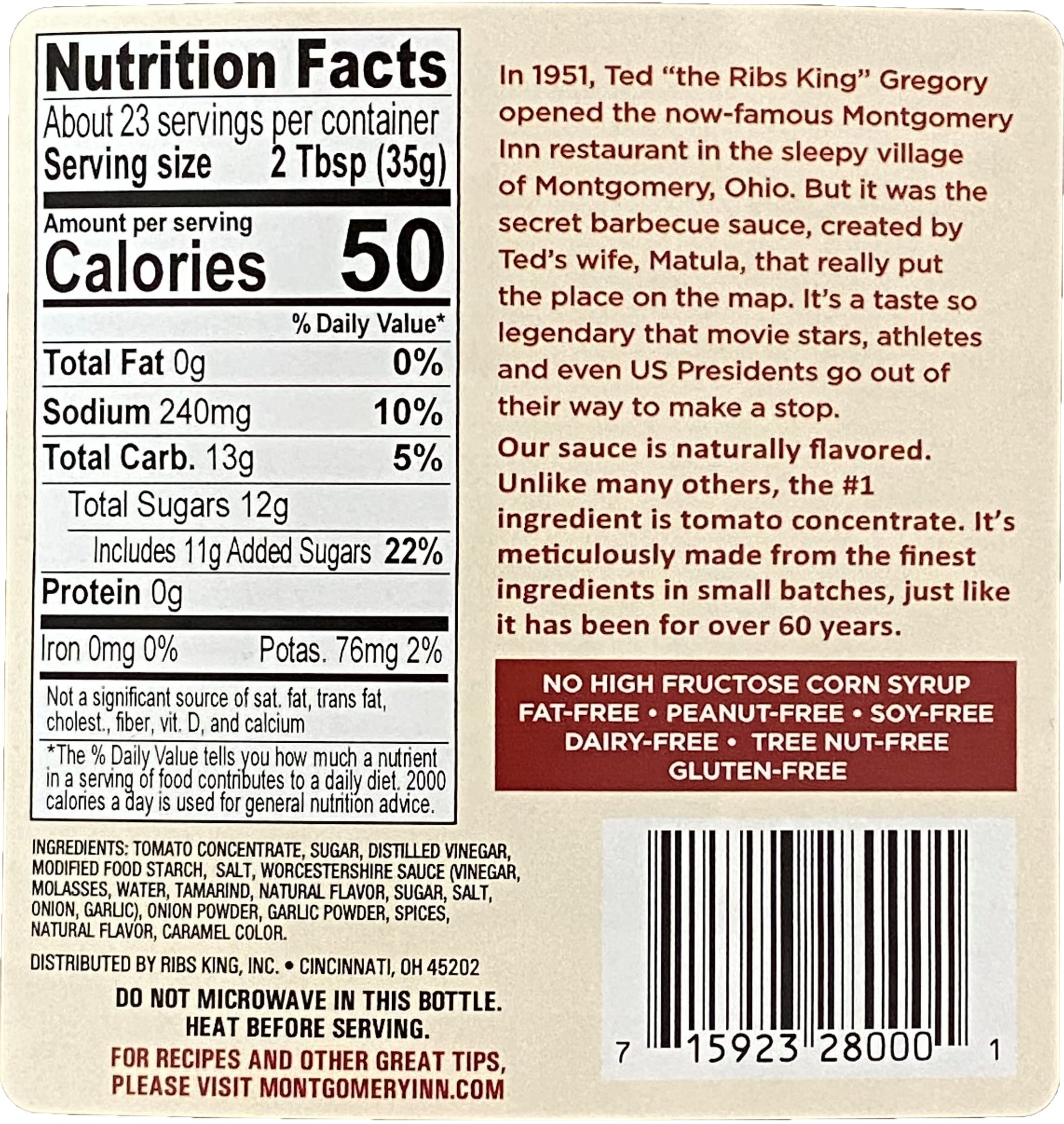 Montgomery Inn Barbecue Sauce (18oz) - 3 Pack | Sweet & Tangy Original
