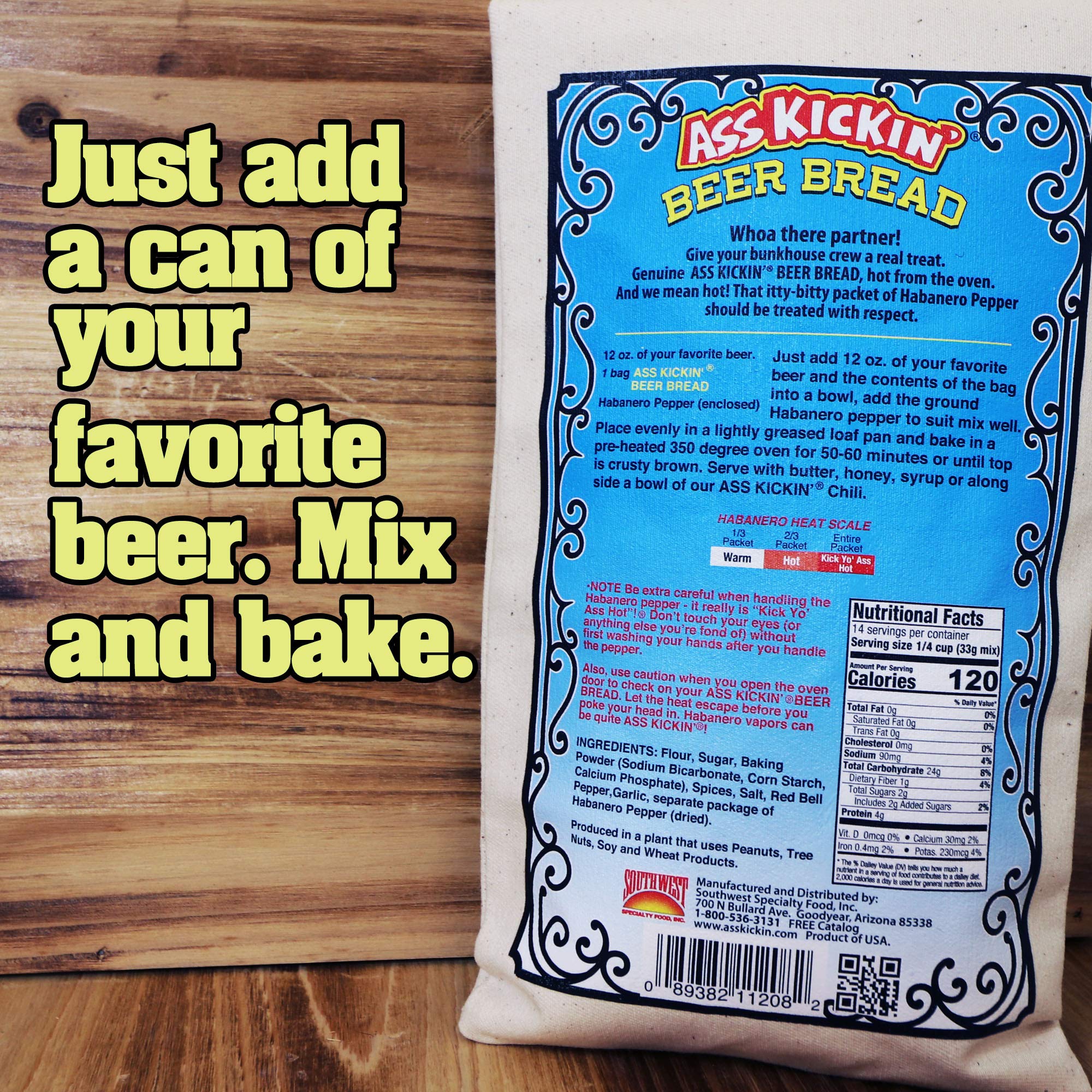 ASS KICKIN’ Beer Bread Mix -Premium Gourmet Gift-16 Ounces (Pack of 6)
