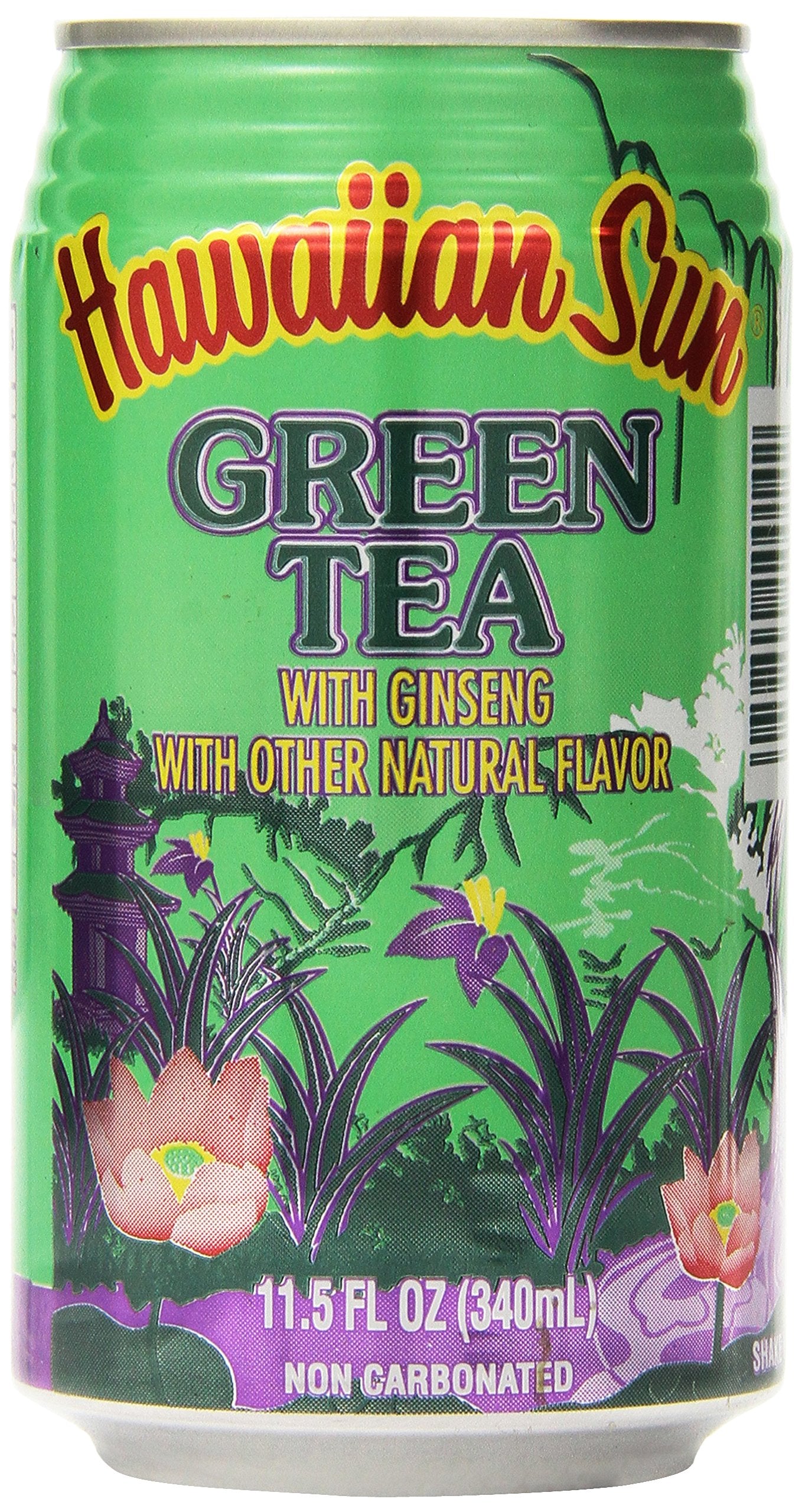 Hawaiian Sun Green Tea with Ginseng, 11.5-Ounce (Pack of 24)