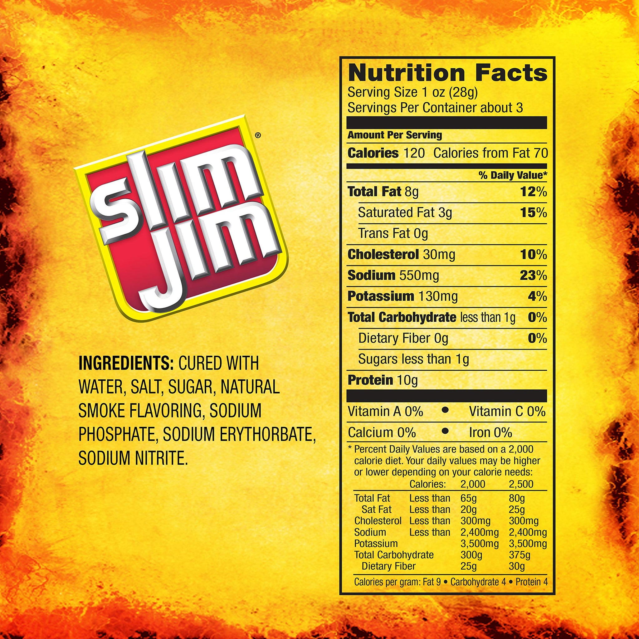 Slim Jim Smoked Bacon Jerky, Hickory Flavor, 10g Protein Per Serving, 2.75 oz. (1 Count)