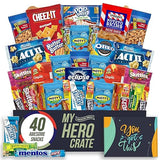Military Encouragement - Snack Box (40 Piece Variety Gift Basket Care Package) Peanuts, Candy, Chips, Granola Bars & More - My Hero Crate