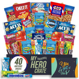 Military Encouragement - Snack Box (40 Piece Variety Gift Basket Care Package) Peanuts, Candy, Chips, Granola Bars & More - My Hero Crate