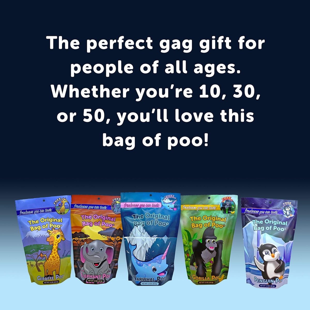 The Original Bag Poo®, Narwhal Poo (Blueberry Flavor Cotton Candy) Novelty Poop Gag Gift. Free sticker inside.