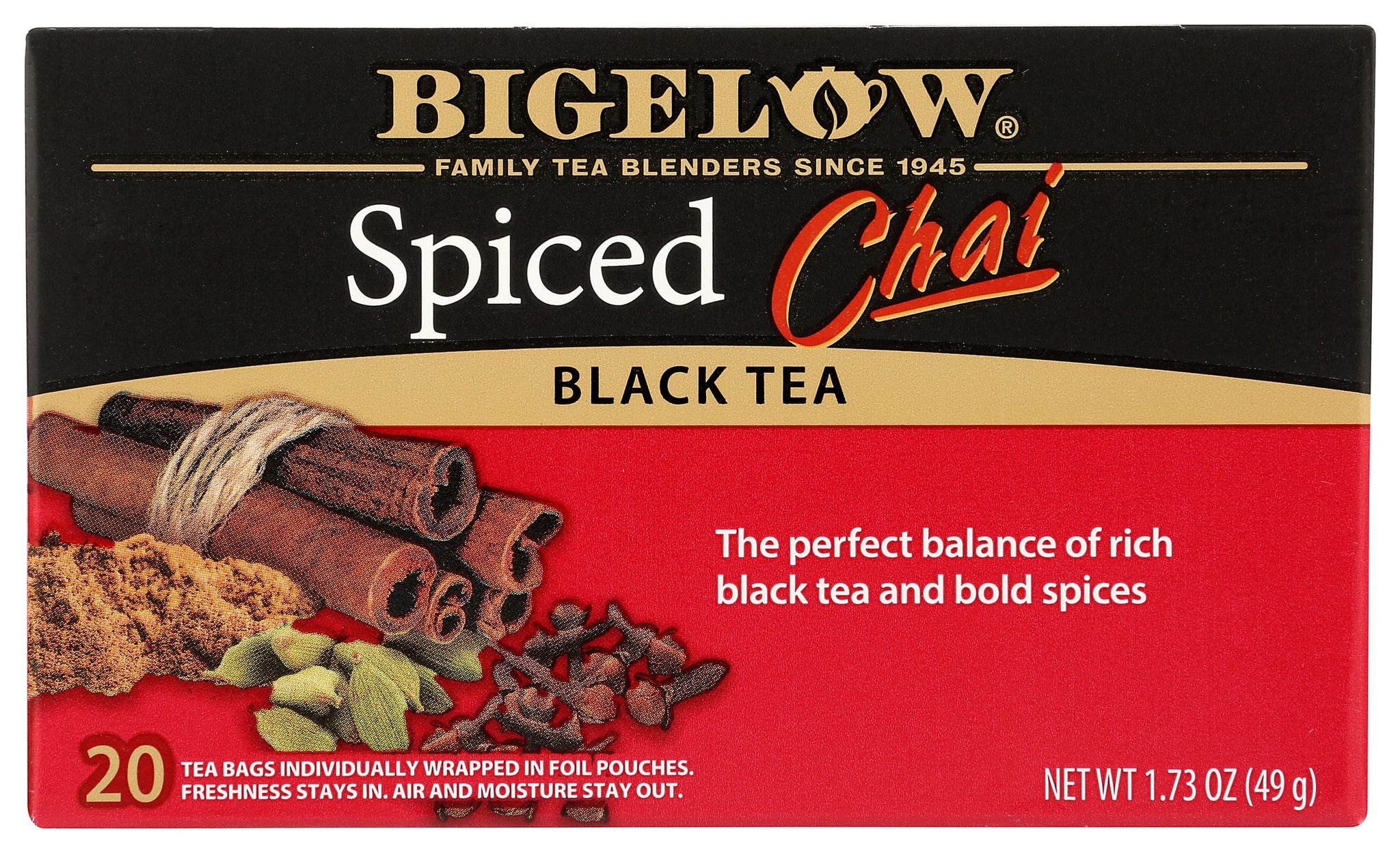 Bigelow, Spiced Chai Tea (Caffeinated), 20 Count