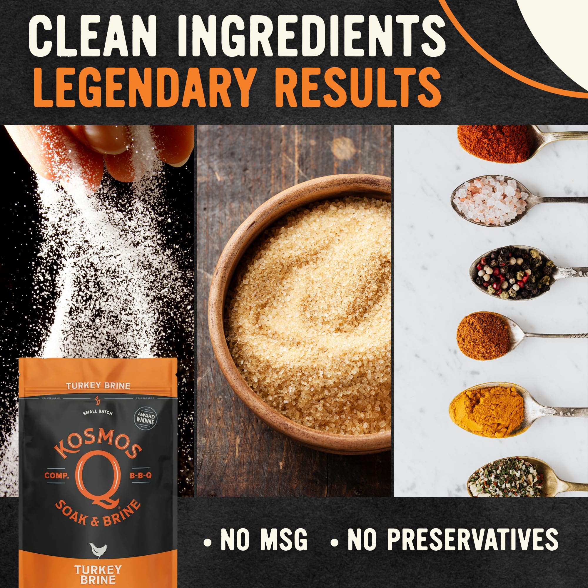 Kosmos Q Turkey Brine Soak, Brown Sugar & Worcestershire Spice Mix for Whole, Smoked, Oven Roasted or Fried Turkey, Locks In Juicy Moisture & Savory