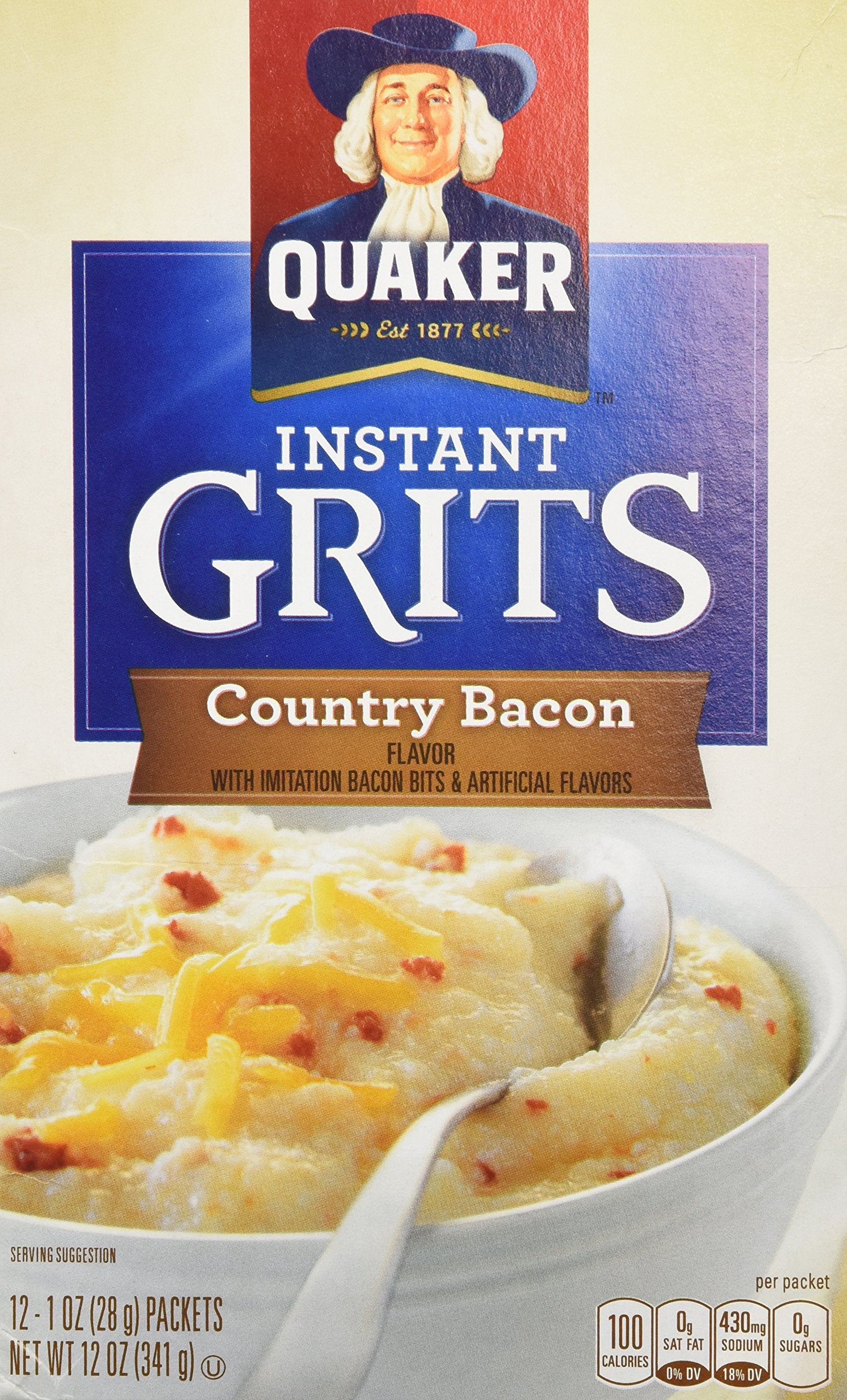 Quaker Country Bacon Flavor Instant Grits, 12 Count (Pack of 1)