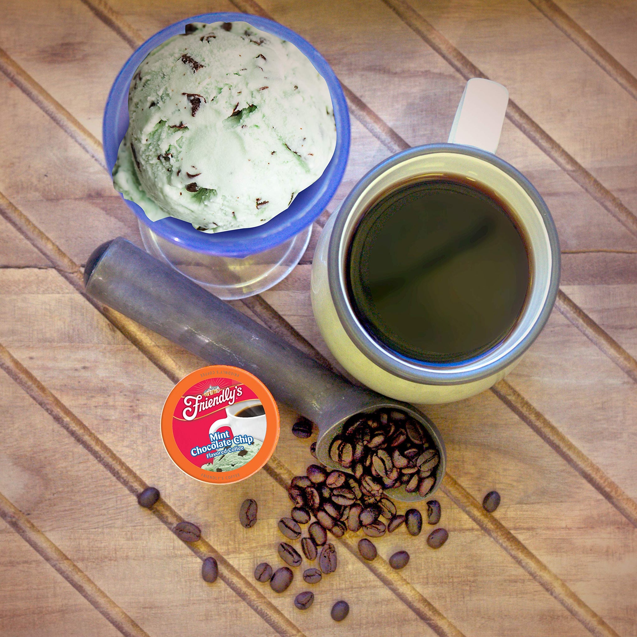 friendly's Flavored Ice Cream Coffee Pods, Compatible with Keurig K Cup Brewers (Mint Chocolate Chip, 12 Count)