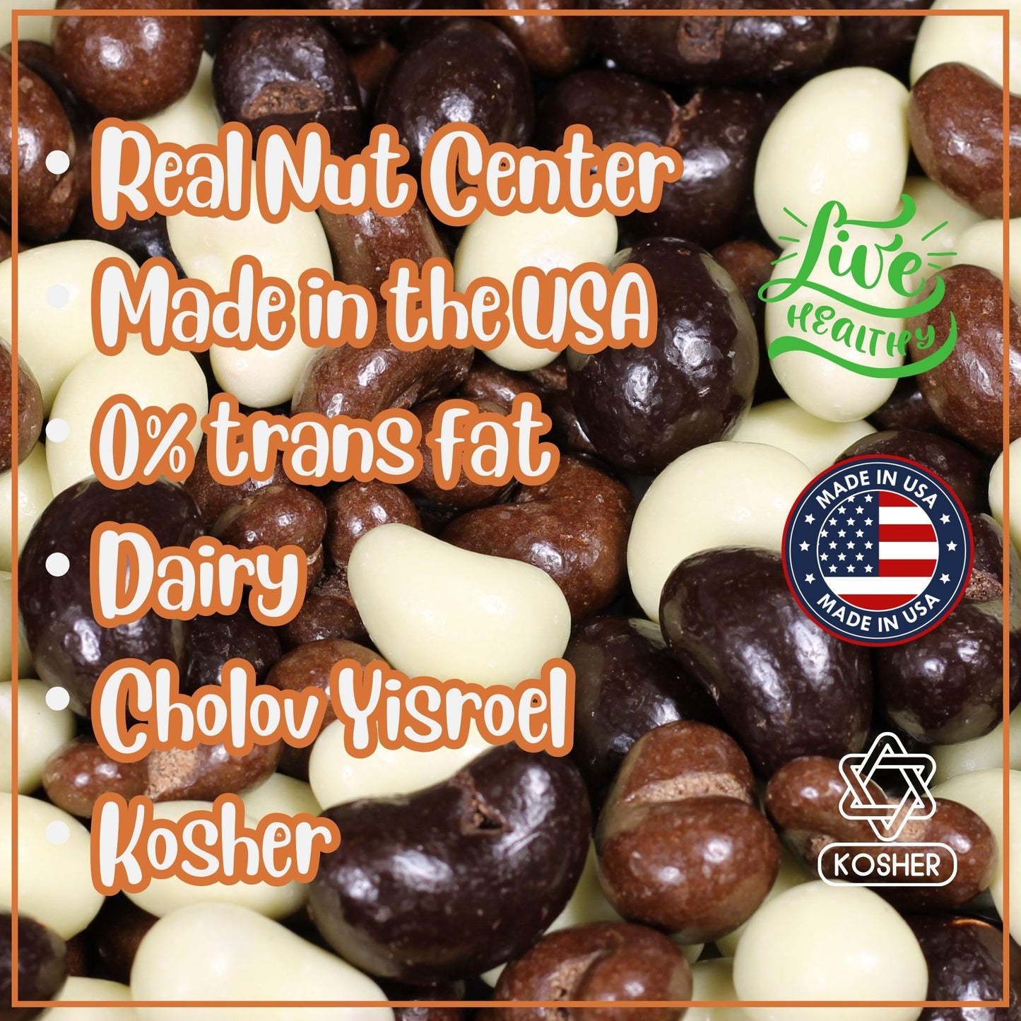 Gourmet Chocolate Covered Cashews Medley by Its Delish, 2 LBS Bulk Bag | Mix of Dark, Milk, and White Chocolate Coated Cashews - Chocolate Cashew Nuts