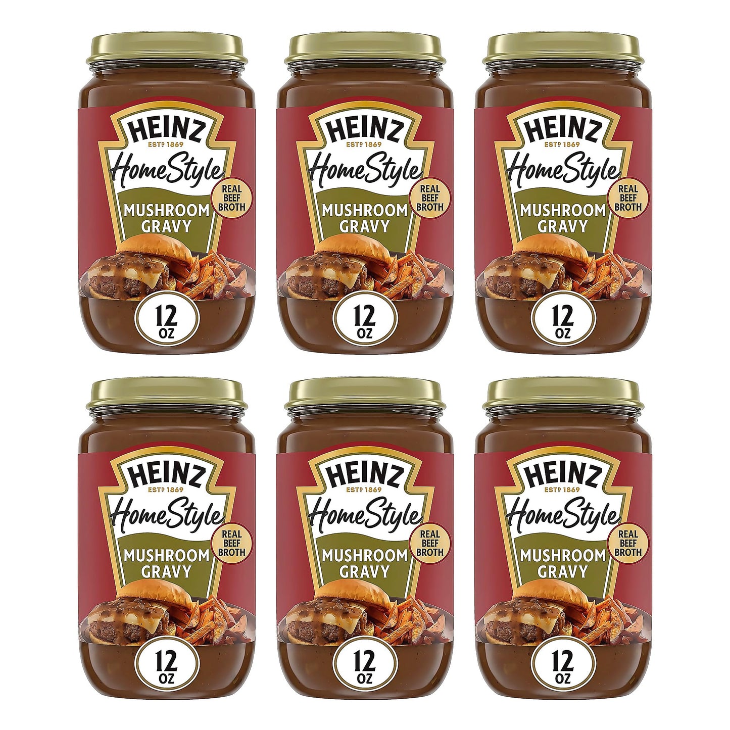Heinz HomeStyle, Savory Mushroom Gravy, Everyday Gravy Meal Enhancer Thick Creamy Taste No Artificial Preservatives Quick Dinner Prep, 12 Ounce (Pack