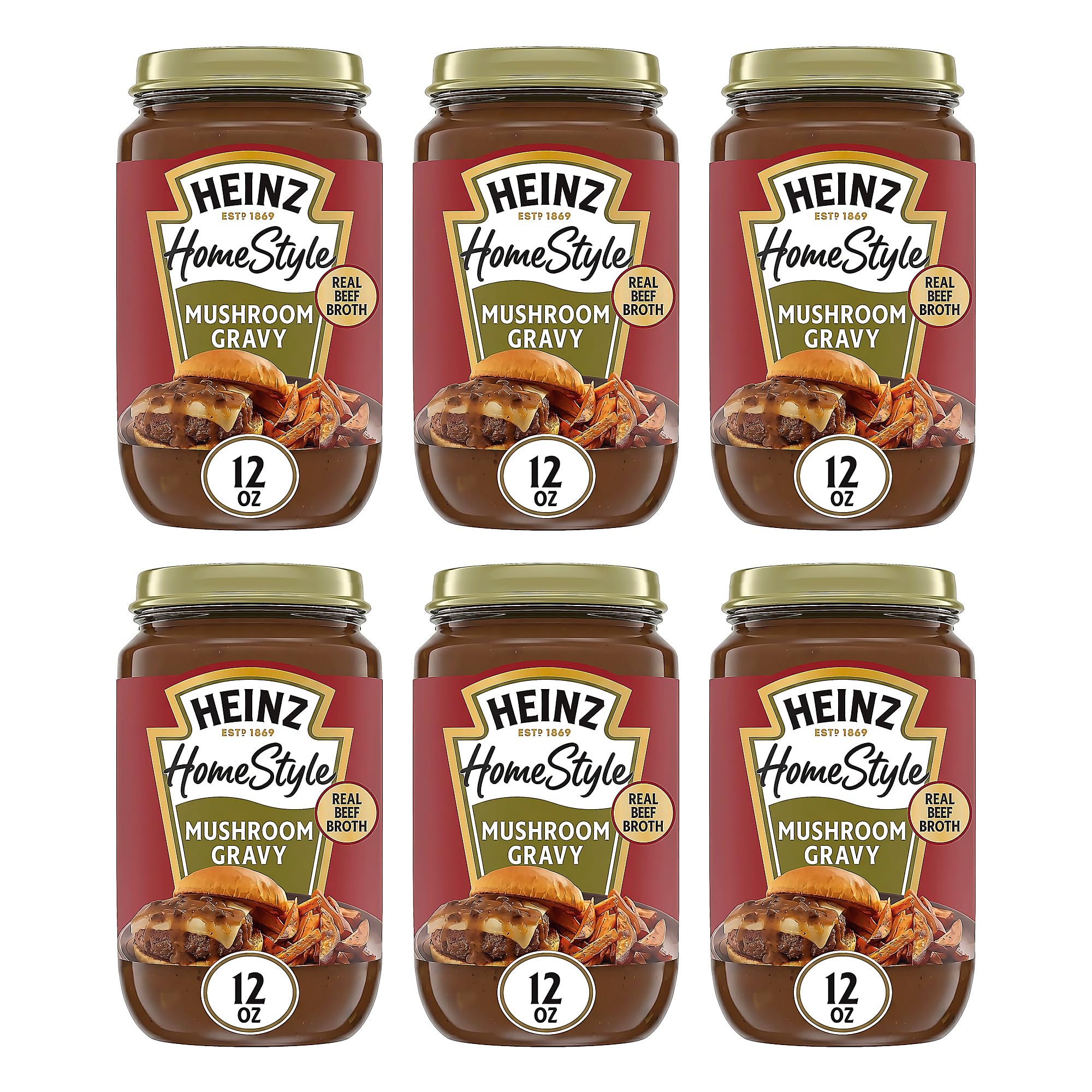 Heinz HomeStyle, Savory Mushroom Gravy, Everyday Gravy Meal Enhancer Thick Creamy Taste No Artificial Preservatives Quick Dinner Prep, 12 Ounce (Pack