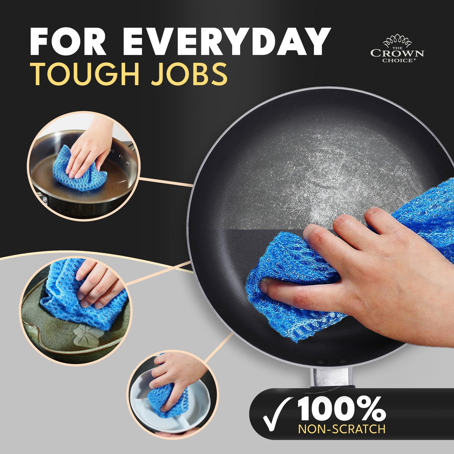 Non Scratch Dish Scrubbers for Cleaning Dishes (12 PK) - Reusable Kitchen Sponge - Replace Dish Sponges for Washing Dishes - Best Household Scrubbing