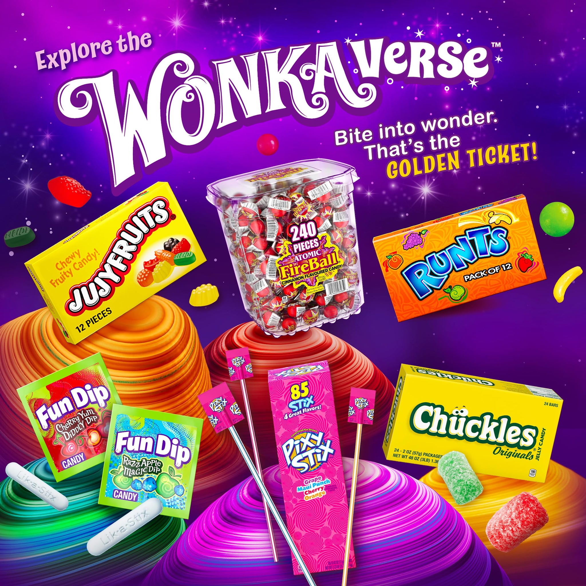 Wonka Bottle Caps, Fizzy Hard Candy, 5 Ounce Theater Candy Boxes (Pack of 10)