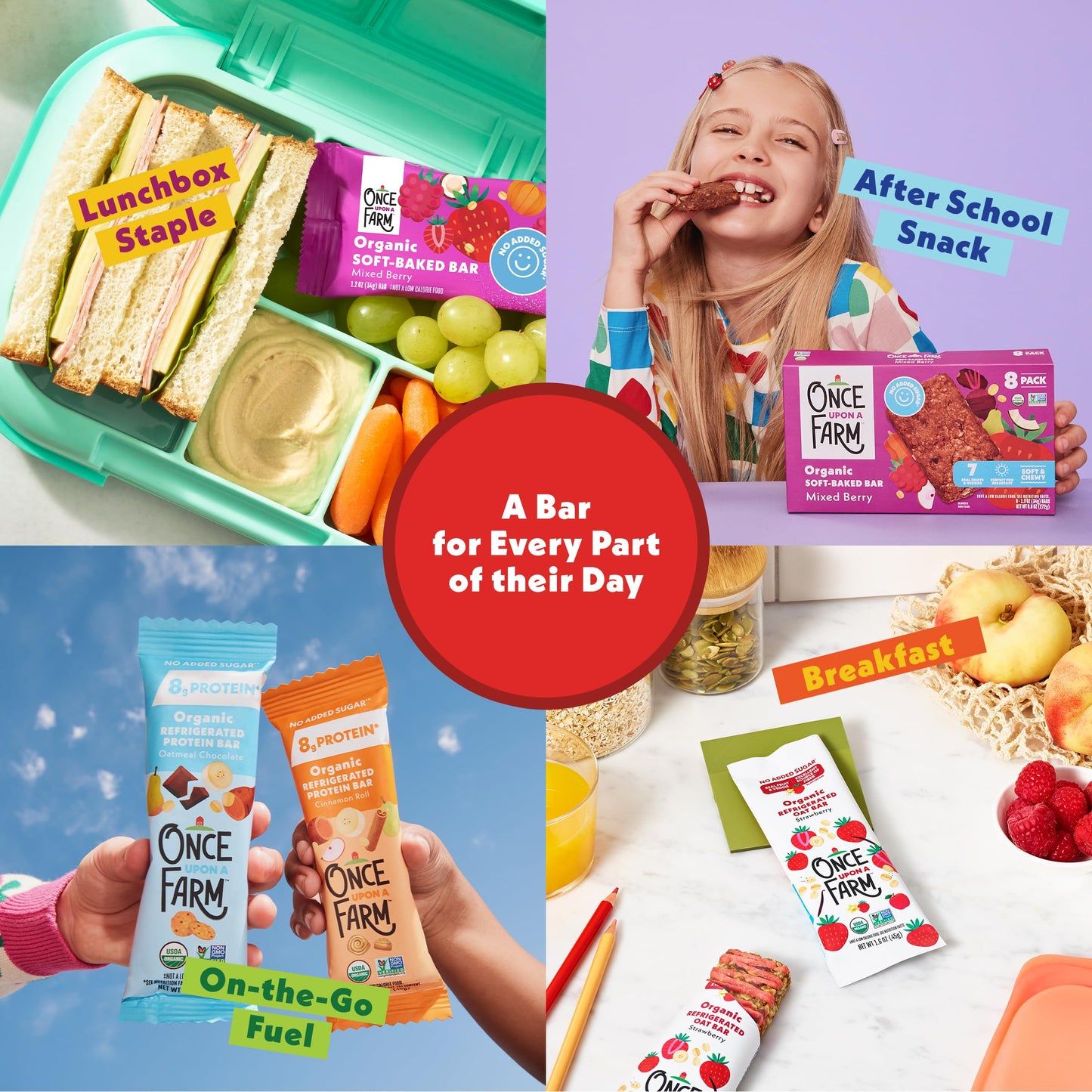 Once Upon a Farm Organic Soft Baked Kids' Bar Multipack, Apple & Oat, 4pk