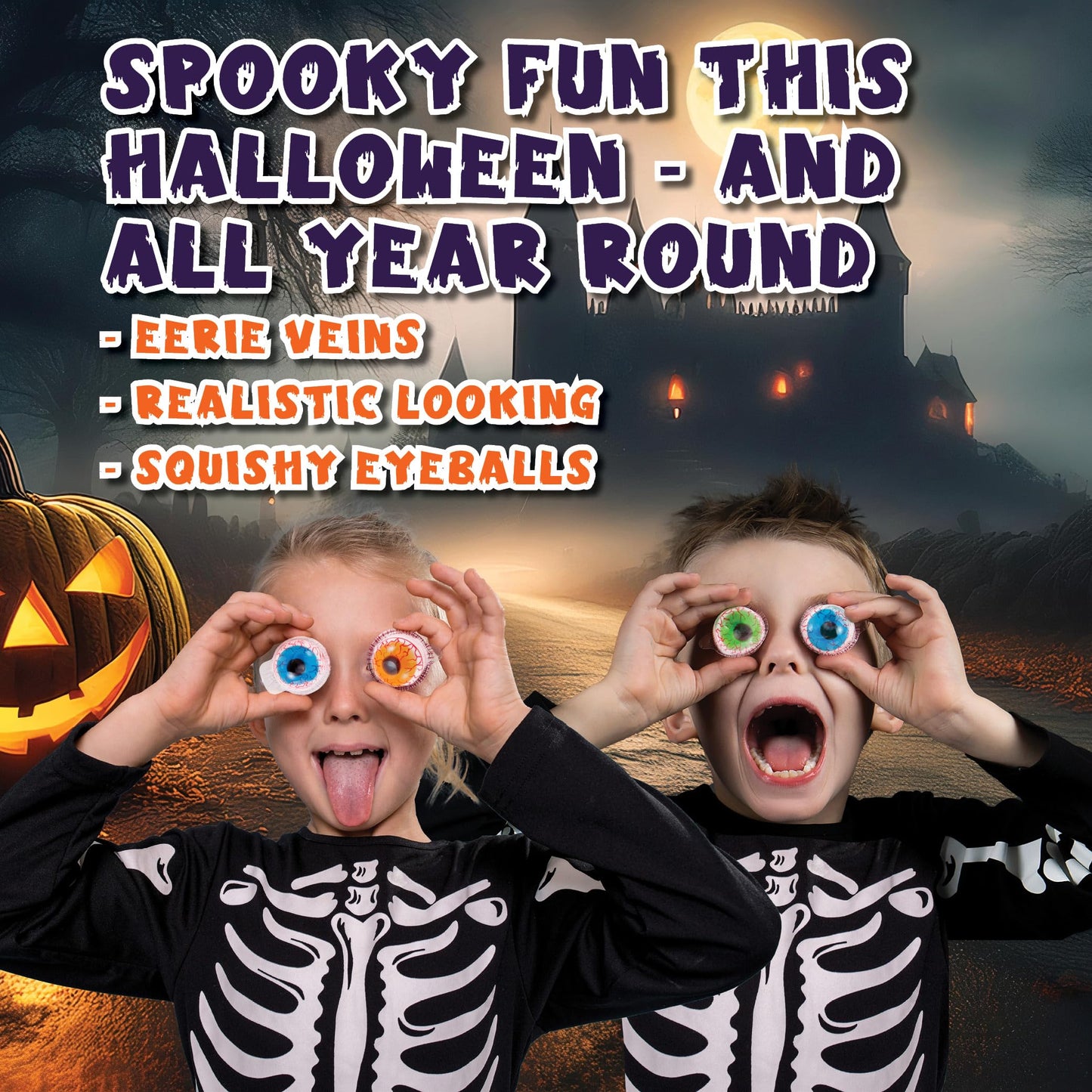 30 Gummy Eyeballs, Spooky Eyeball Candy in 4 Flavors, Soft Gummies with Fruity Jelly Filling, Individually Wrapped, By 4YoreElves (19 oz)