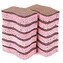 ELIVARA Kitchen Sponges - 12 Pack - Non-Scratch Dual-Sided Cellulose Scrub Sponges for Dishes, Pots, and Pans - Durable, Absorbent, and Reusable