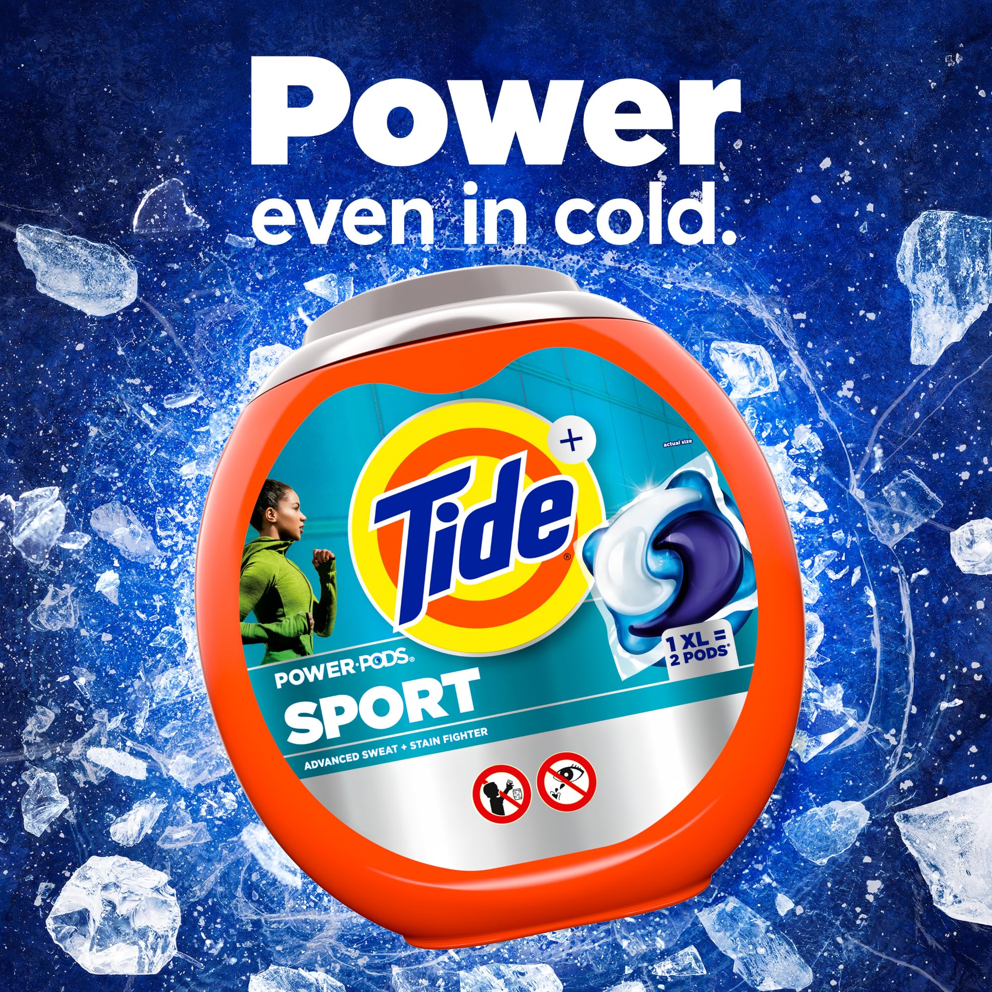 Tide Power Pods Sport Laundry Detergent Pacs, 45 Count, Advanced Sweat + Stain Fighter