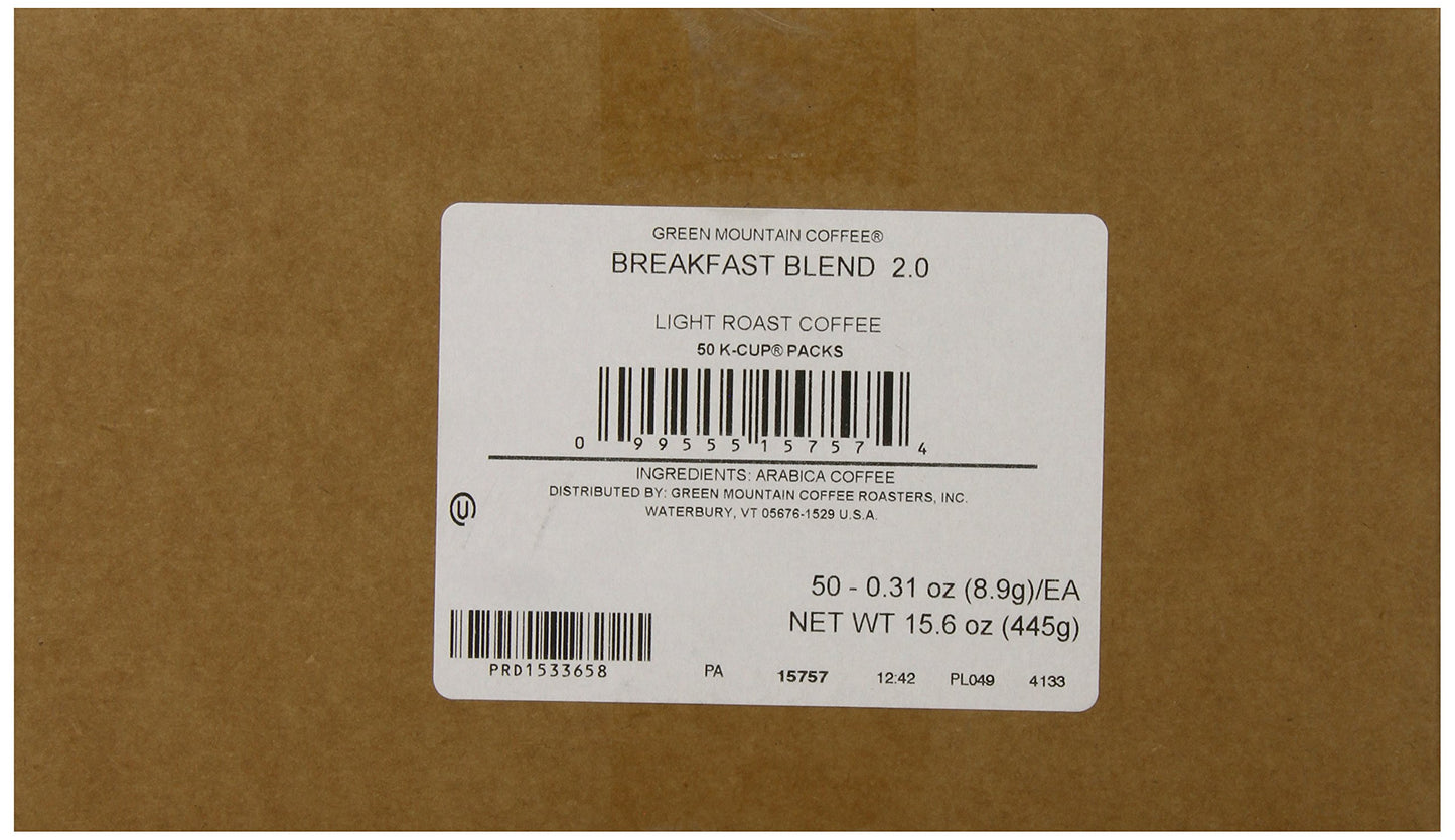 Keurig, Green Mountain Coffee, Breakfast Blend(melange), K-Cup Counts, 50 Count